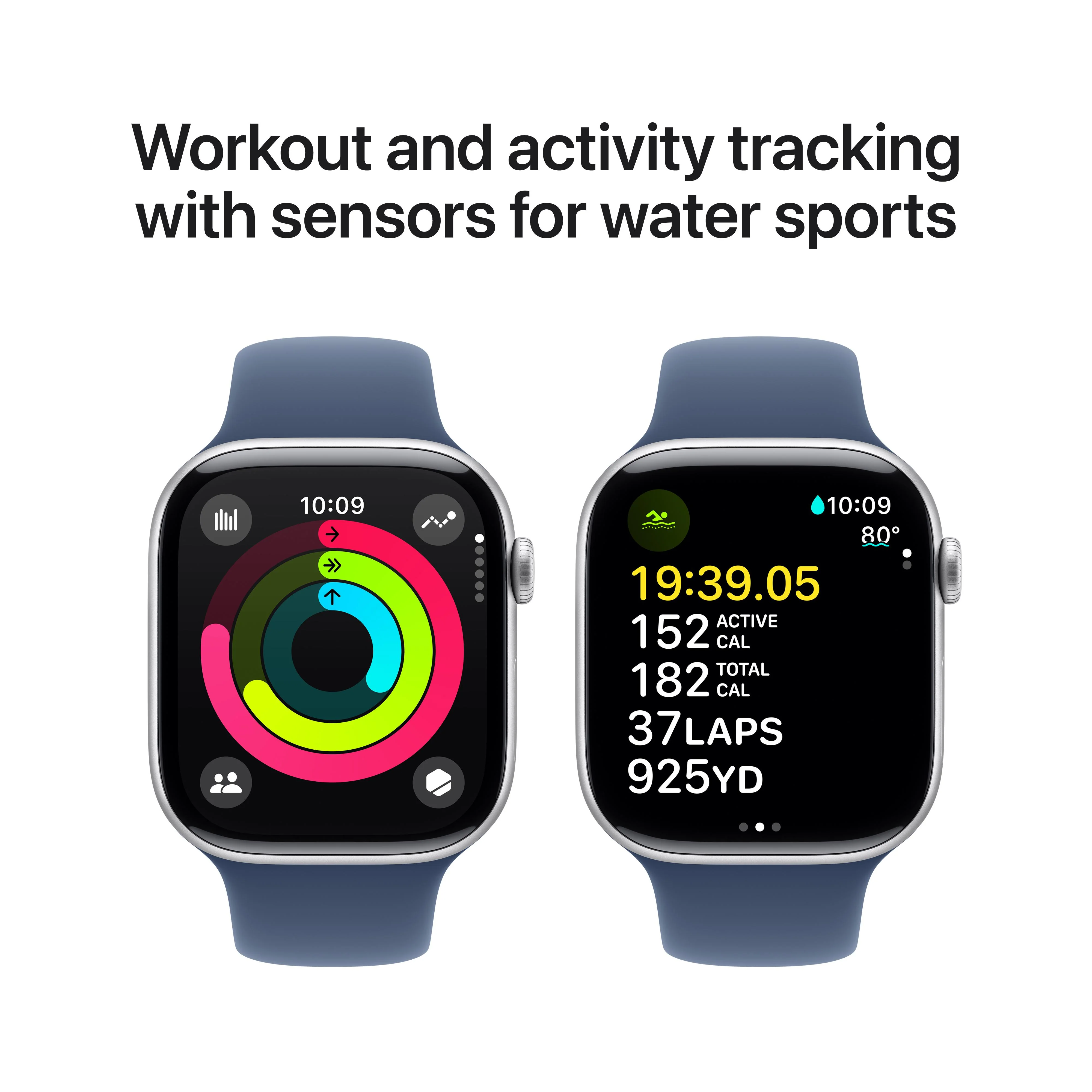 Apple Watch Series 10 GPS 46mm Silver Aluminum Case with Denim Sport Band - M/L - Image 4