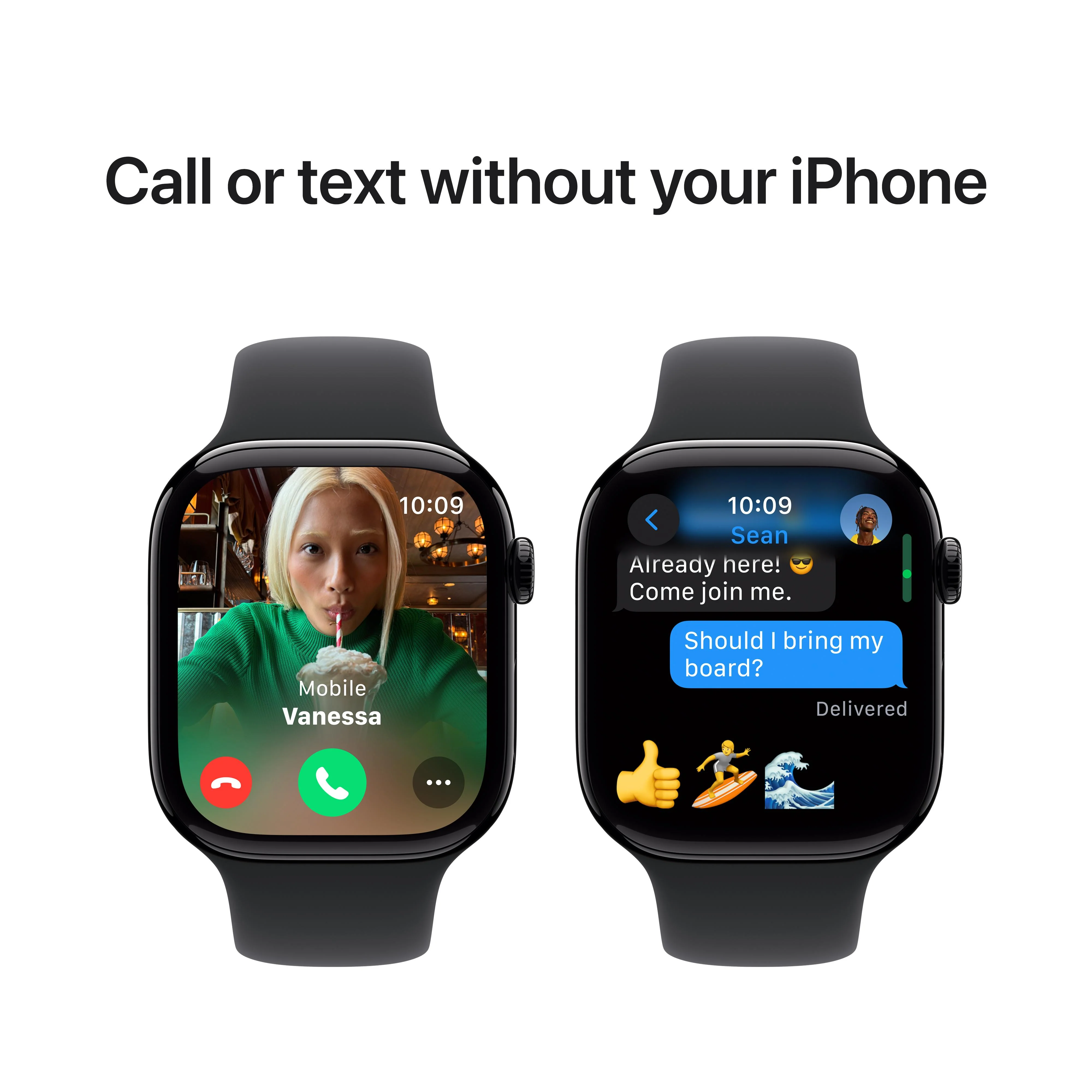 Apple Watch Series 10 GPS 46mm Jet Black Aluminum Case with Black Sport Band - S/M - Image 8