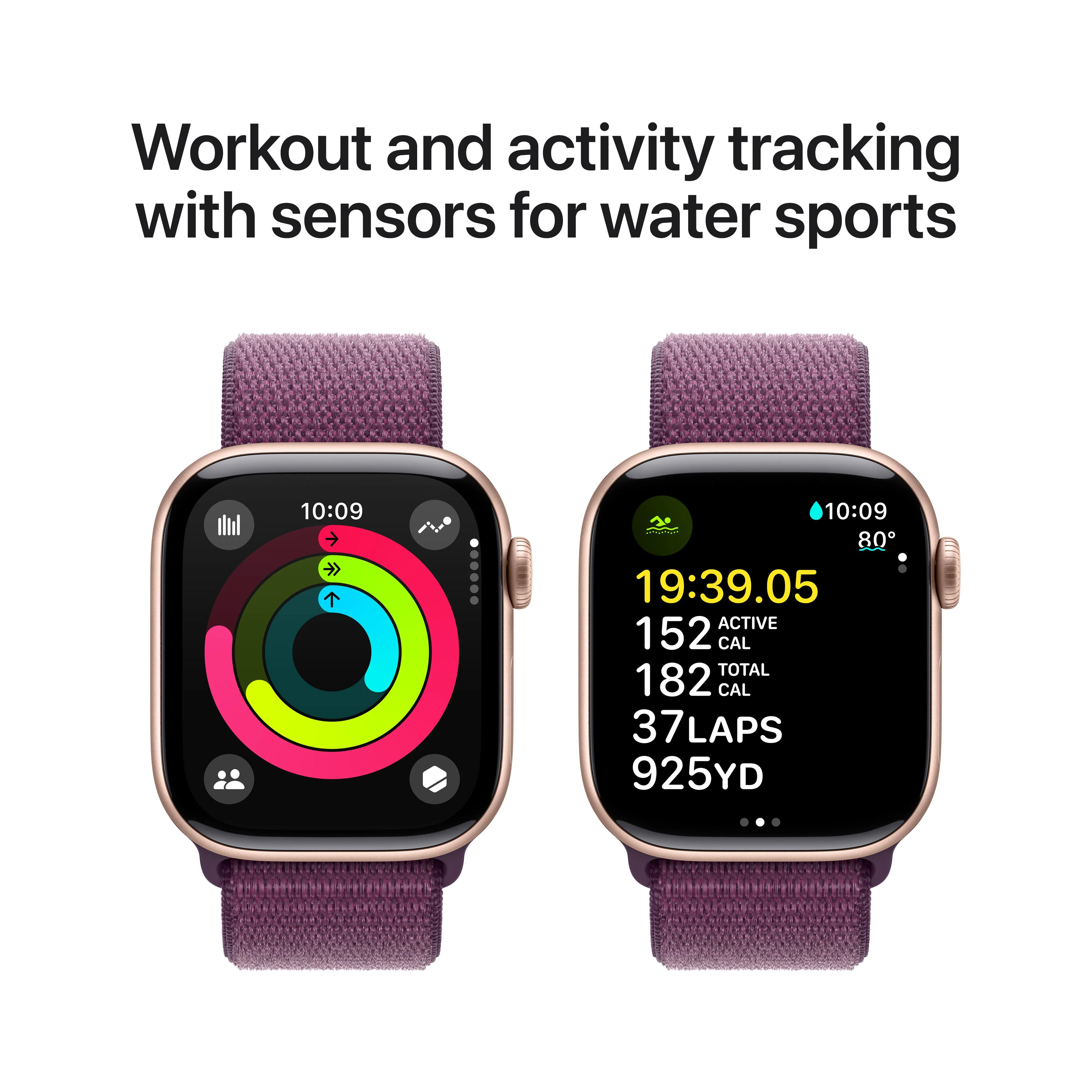 Apple Watch Series 10 GPS 42mm Rose Gold Aluminum Case with Plum Sport Loop - Image 4