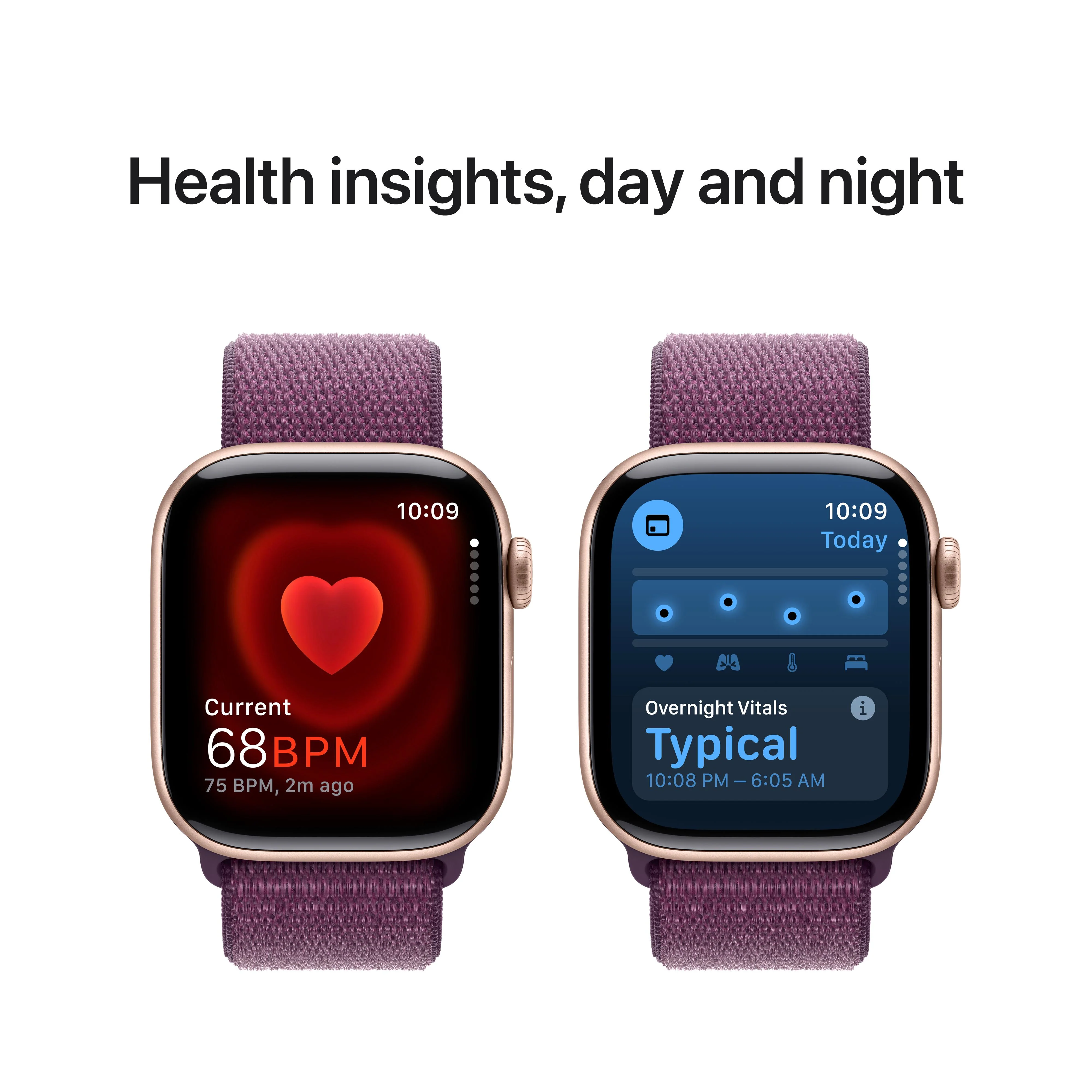 Apple Watch Series 10 GPS 42mm Rose Gold Aluminum Case with Plum Sport Loop - Image 5