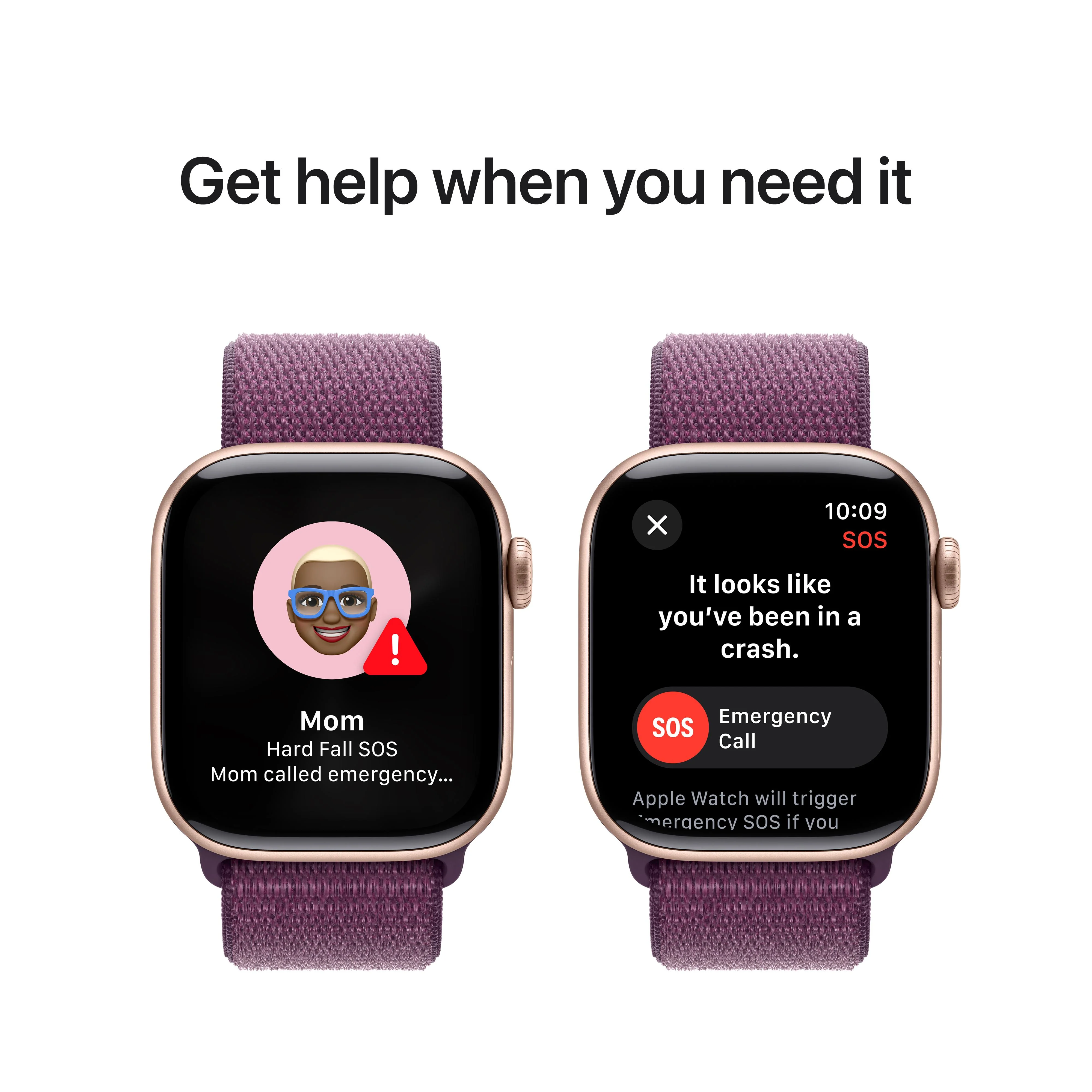 Apple Watch Series 10 GPS 42mm Rose Gold Aluminum Case with Plum Sport Loop - Image 6