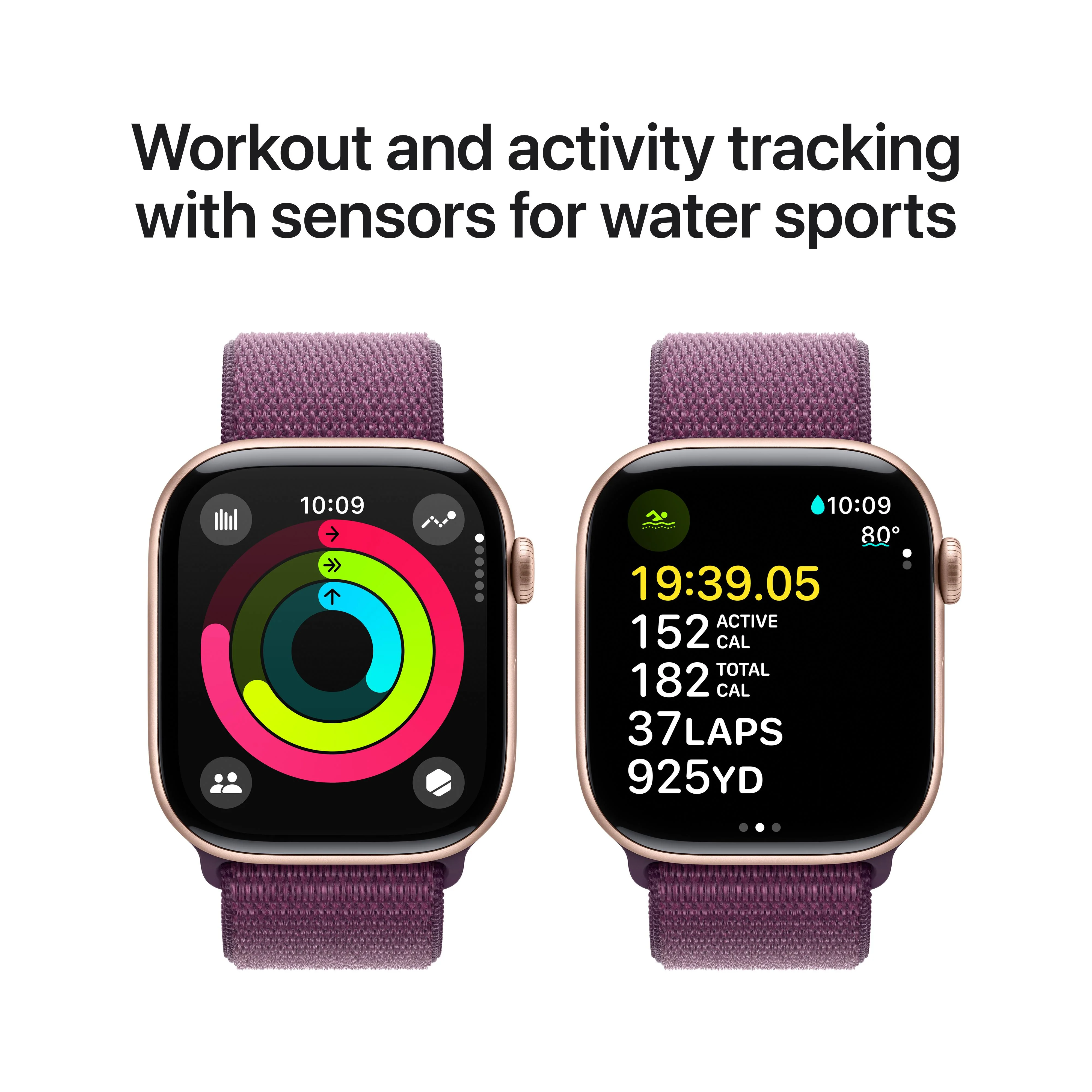 Apple Watch Series 10 GPS 46mm Rose Gold Aluminum Case with Plum Sport Loop - Image 4