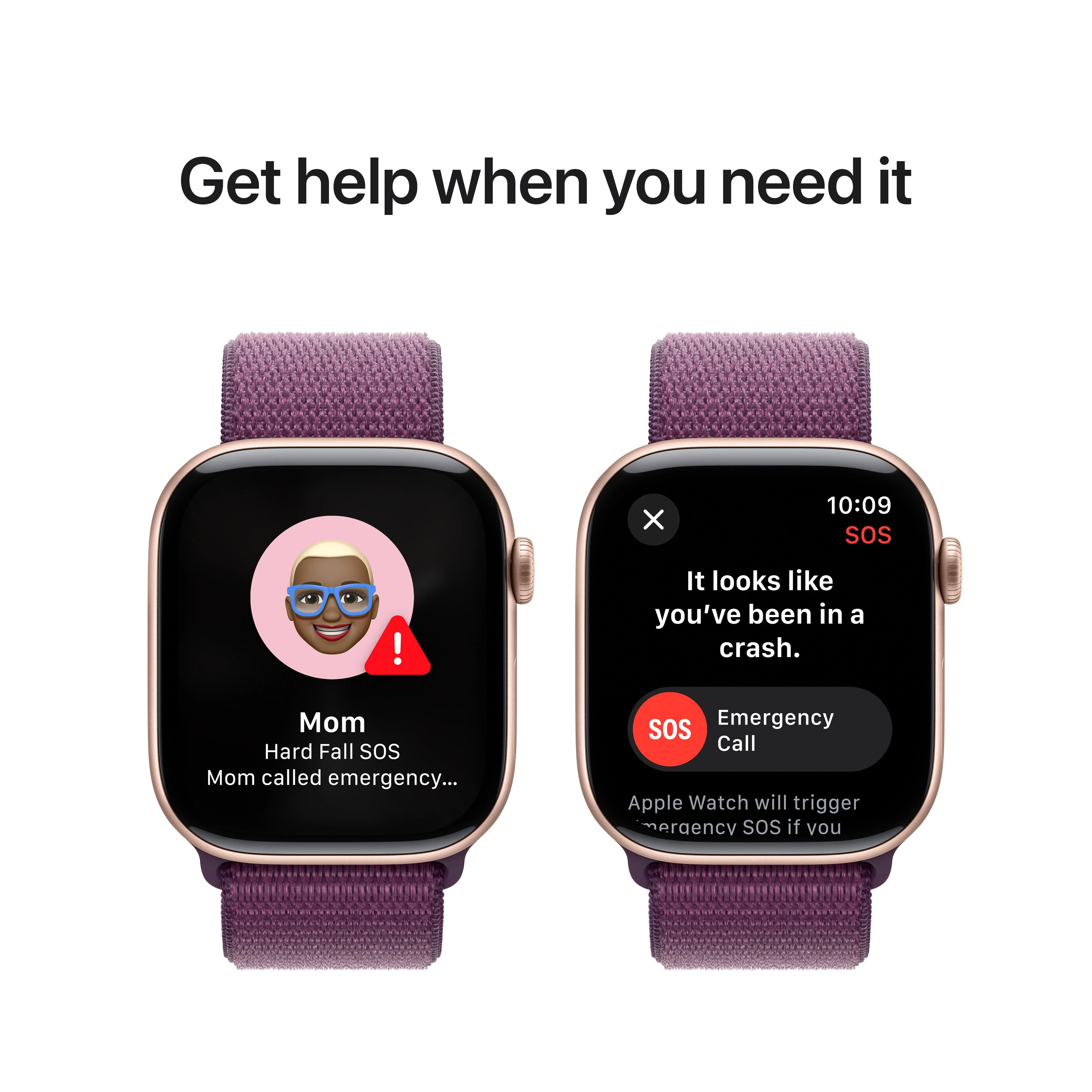 Apple Watch Series 10 GPS 46mm Rose Gold Aluminum Case with Plum Sport Loop - Image 6
