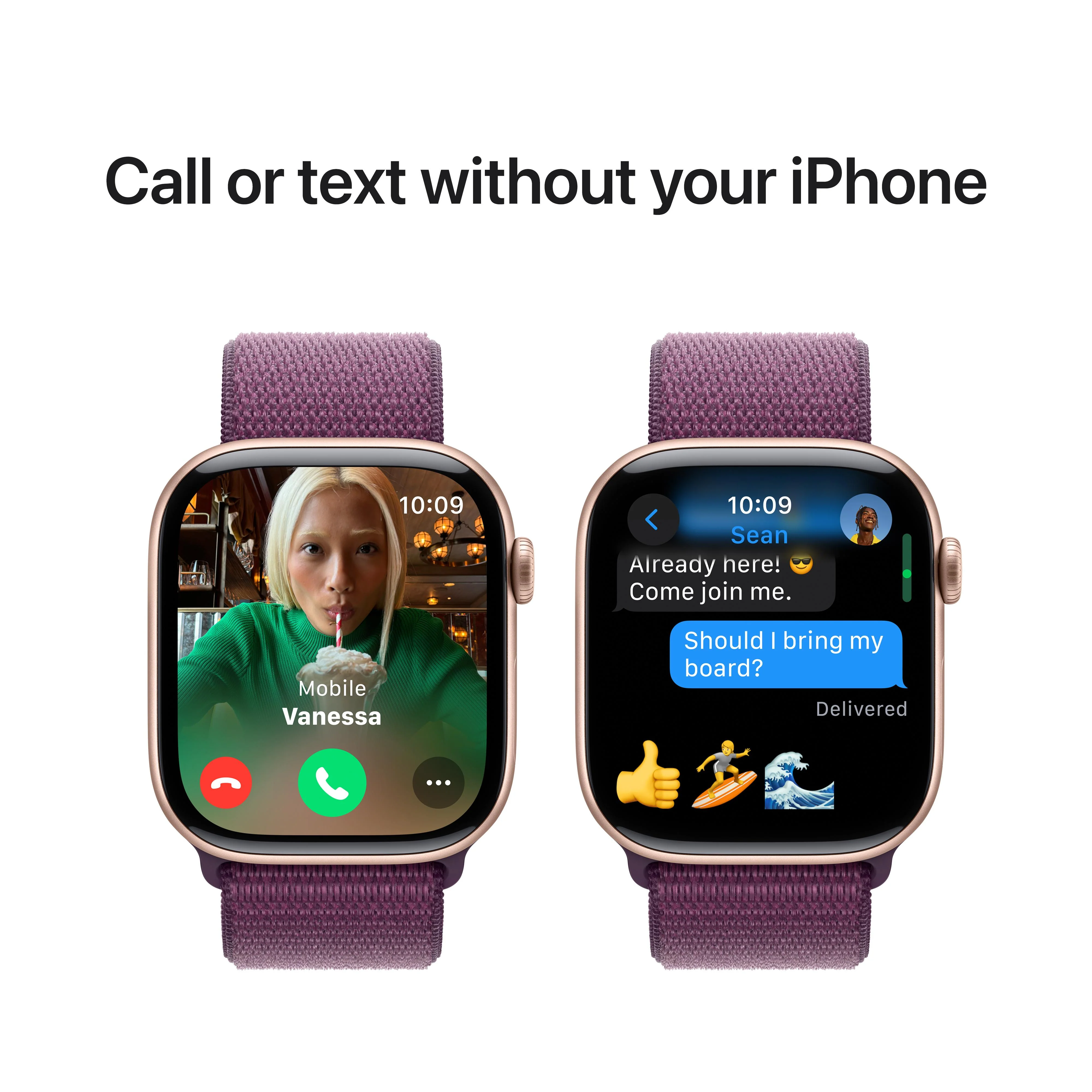 Apple Watch Series 10 GPS 46mm Rose Gold Aluminum Case with Plum Sport Loop - Image 7