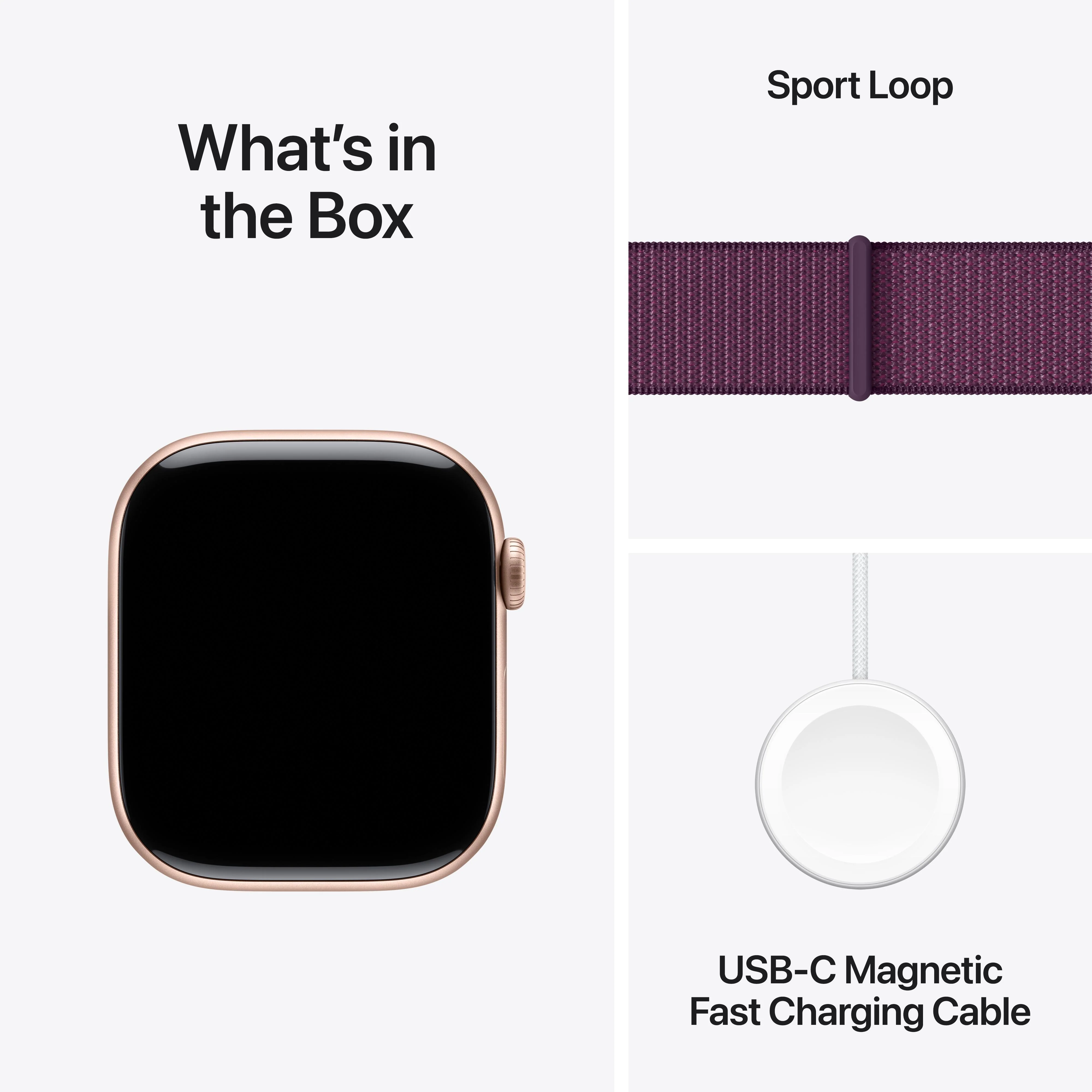 Apple Watch Series 10 GPS 46mm Rose Gold Aluminum Case with Plum Sport Loop - Image 9