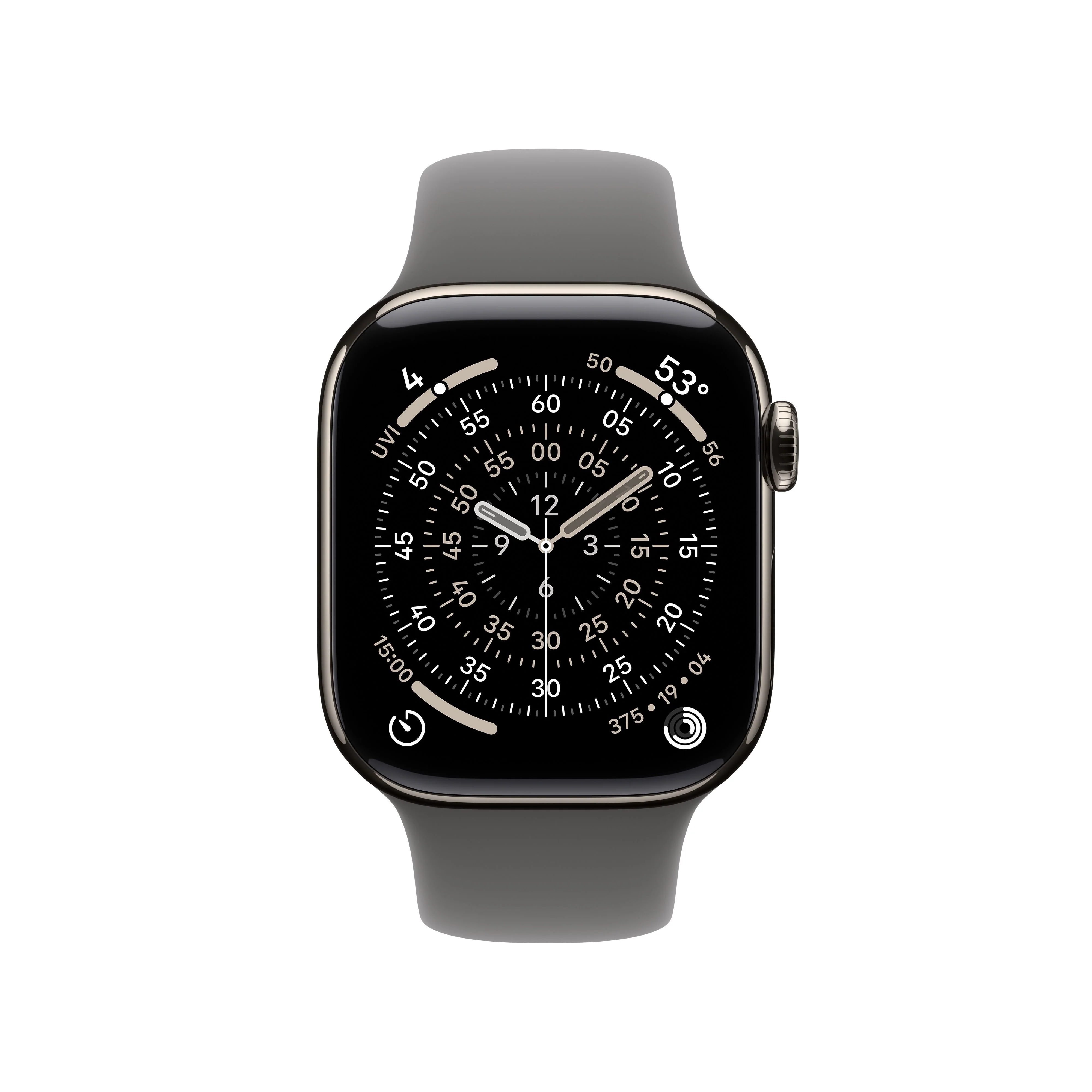 Apple Watch Series 11 GPS + Cellular 42mm Natural Titanium Case with Stone Grey Sport Band - M/L - Image 2
