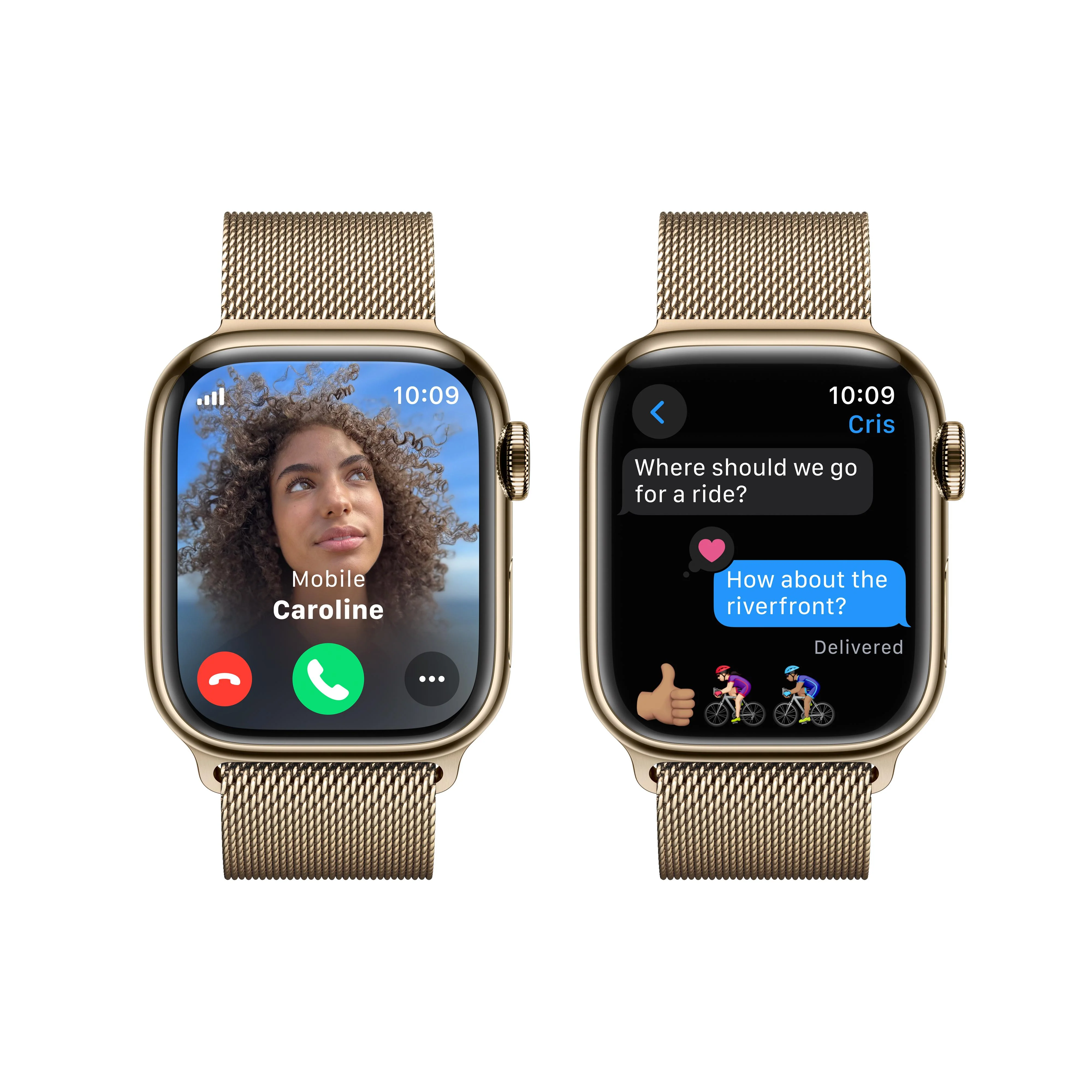 Apple Watch Series 9 GPS + Cellular 41mm Gold Stainless Steel Case with Gold Milanese Loop - Image 6