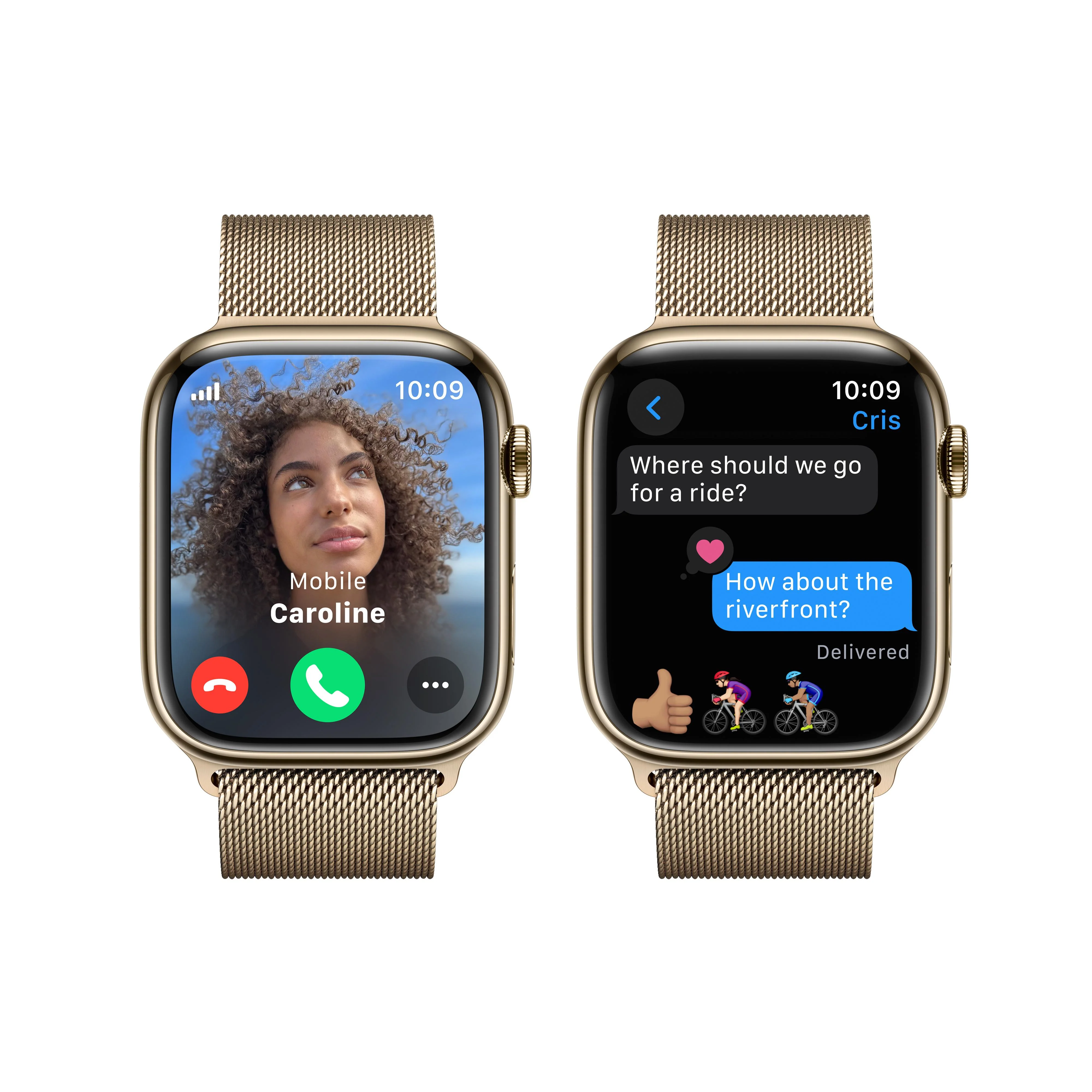 Apple Watch Series 9 GPS + Cellular 45mm Gold Stainless Steel Case with Gold Milanese Loop - Image 6