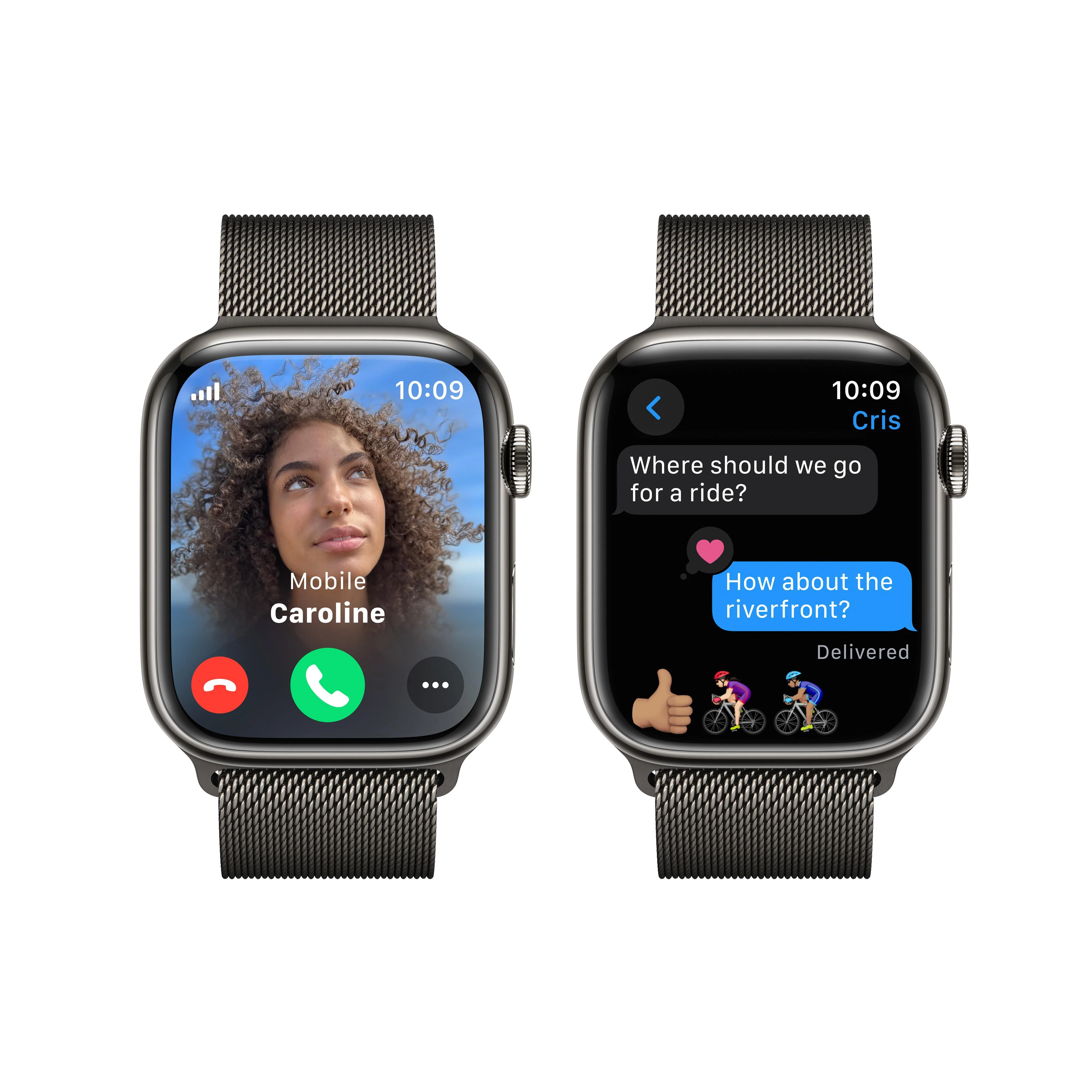 Apple Watch Series 9 GPS + Cellular 45mm Graphite Stainless Steel Case with Graphite Milanese Loop - Image 6