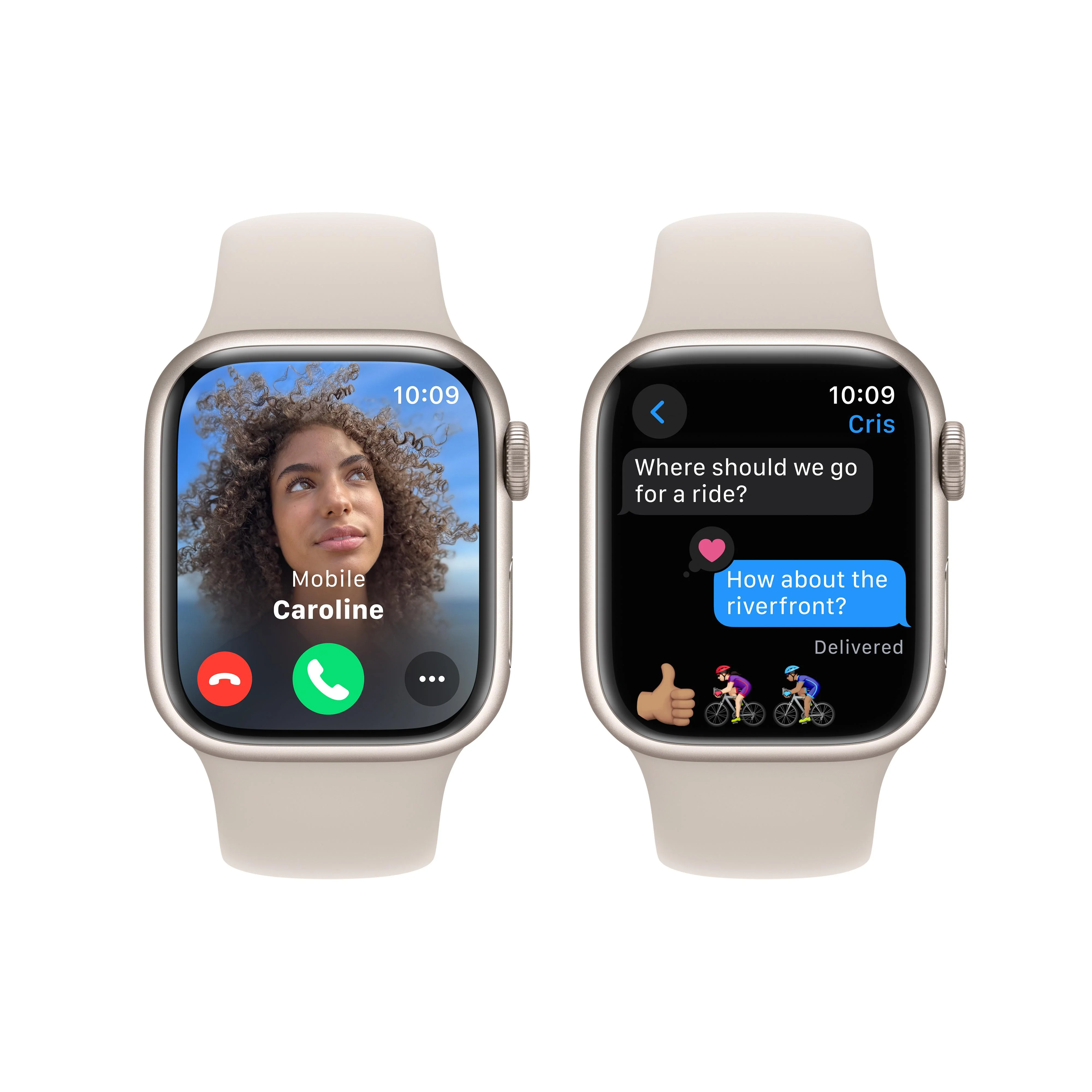 Apple Watch Series 9 GPS 41mm Starlight Aluminum Case with Starlight Sport Band - M/L - Image 6