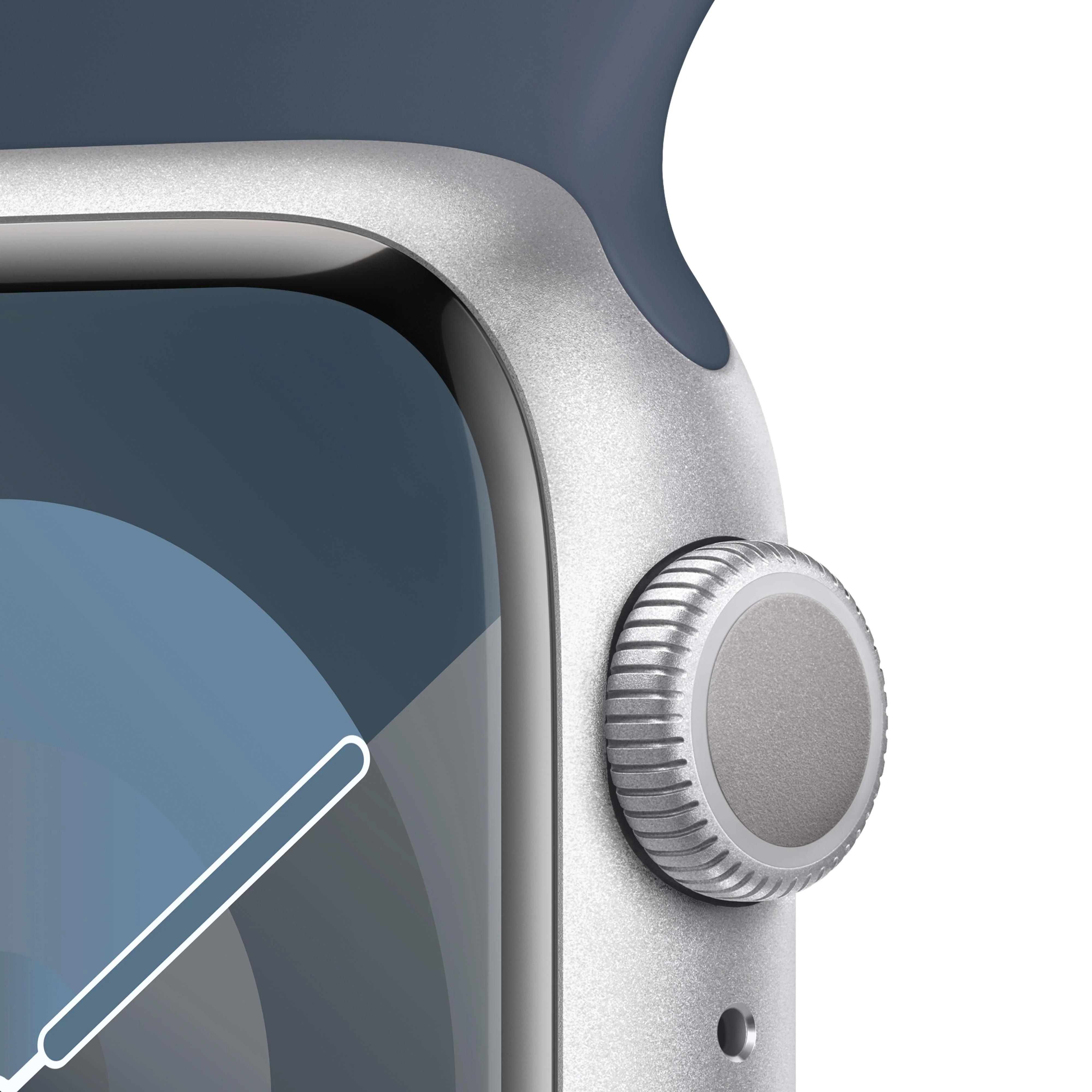 Apple Watch Series 9 GPS 41mm Silver Aluminum Case with Storm Blue Sport Band - M/L - Image 3