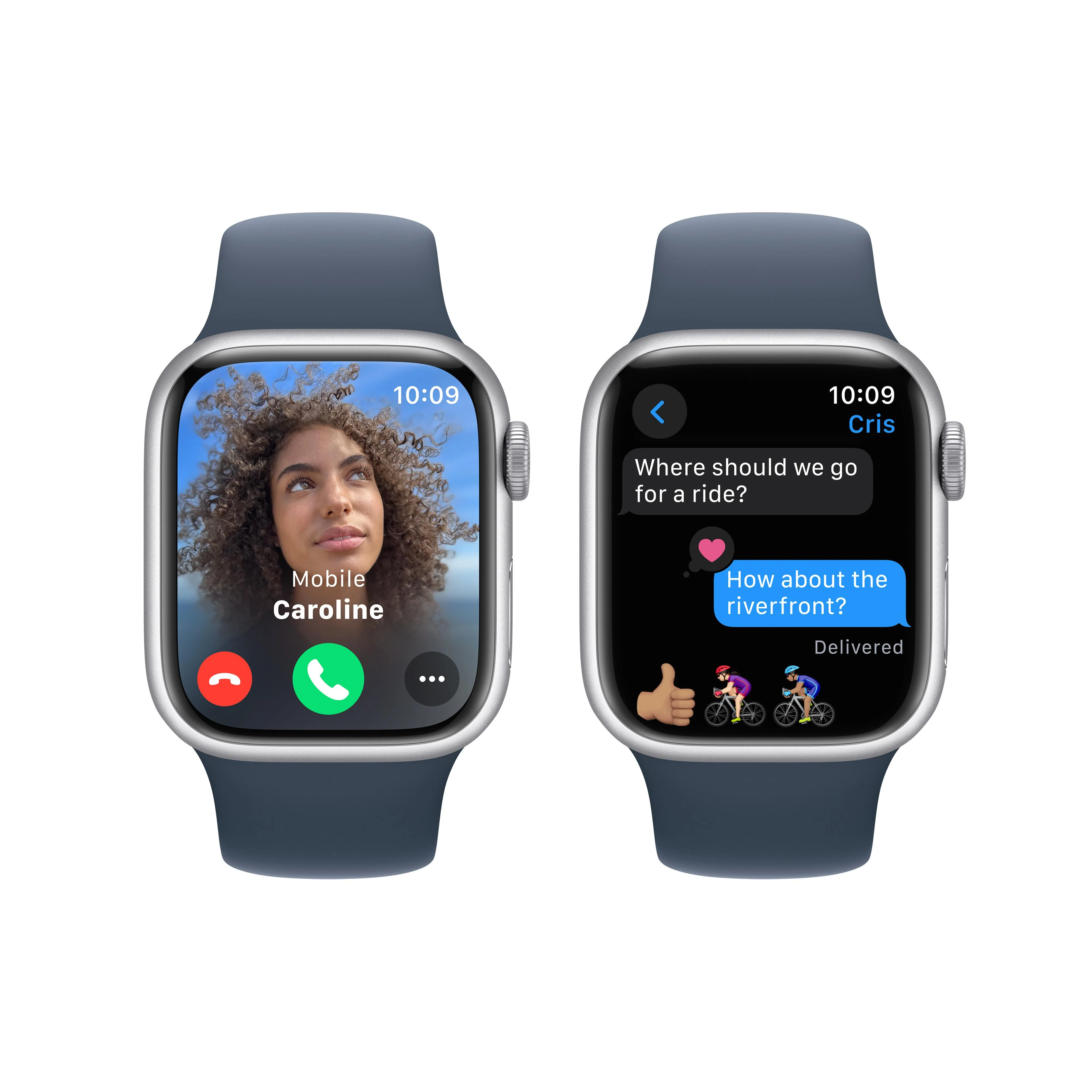 Apple Watch Series 9 GPS 41mm Silver Aluminum Case with Storm Blue Sport Band - M/L - Image 6