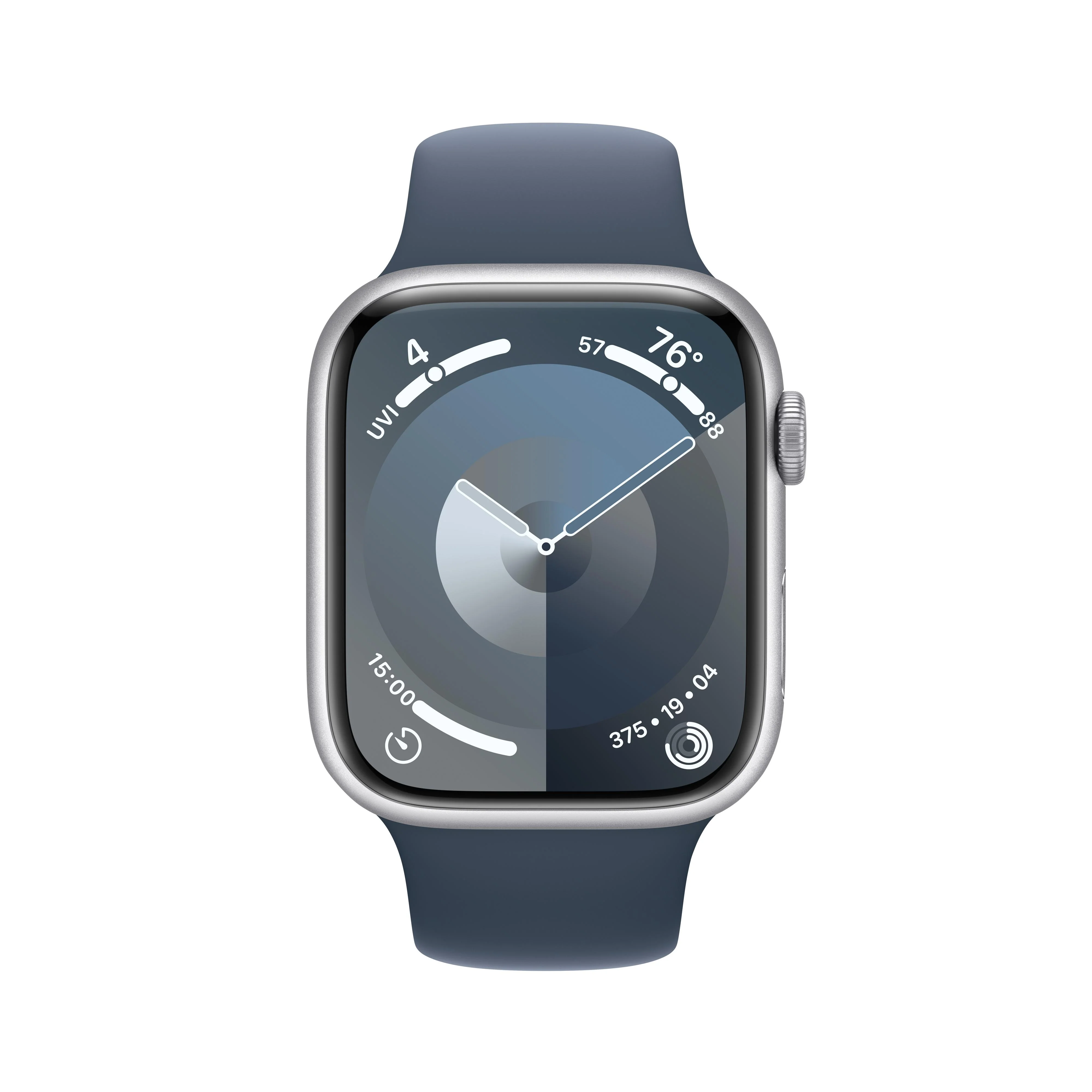 Apple Watch Series 9 GPS 45mm Silver Aluminum Case with Storm Blue Sport Band - M/L - Image 2