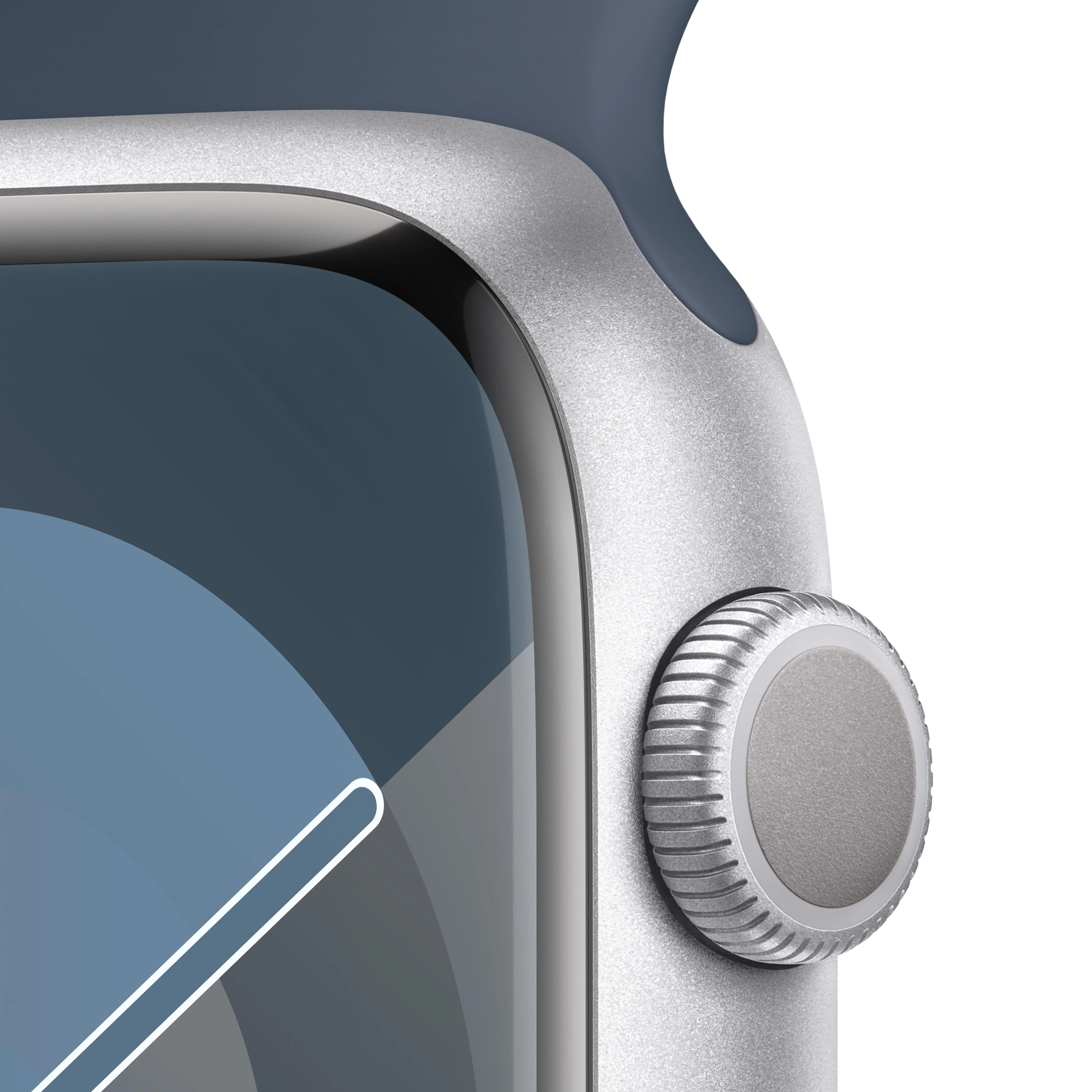 Apple Watch Series 9 GPS 45mm Silver Aluminum Case with Storm Blue Sport Band - M/L - Image 3