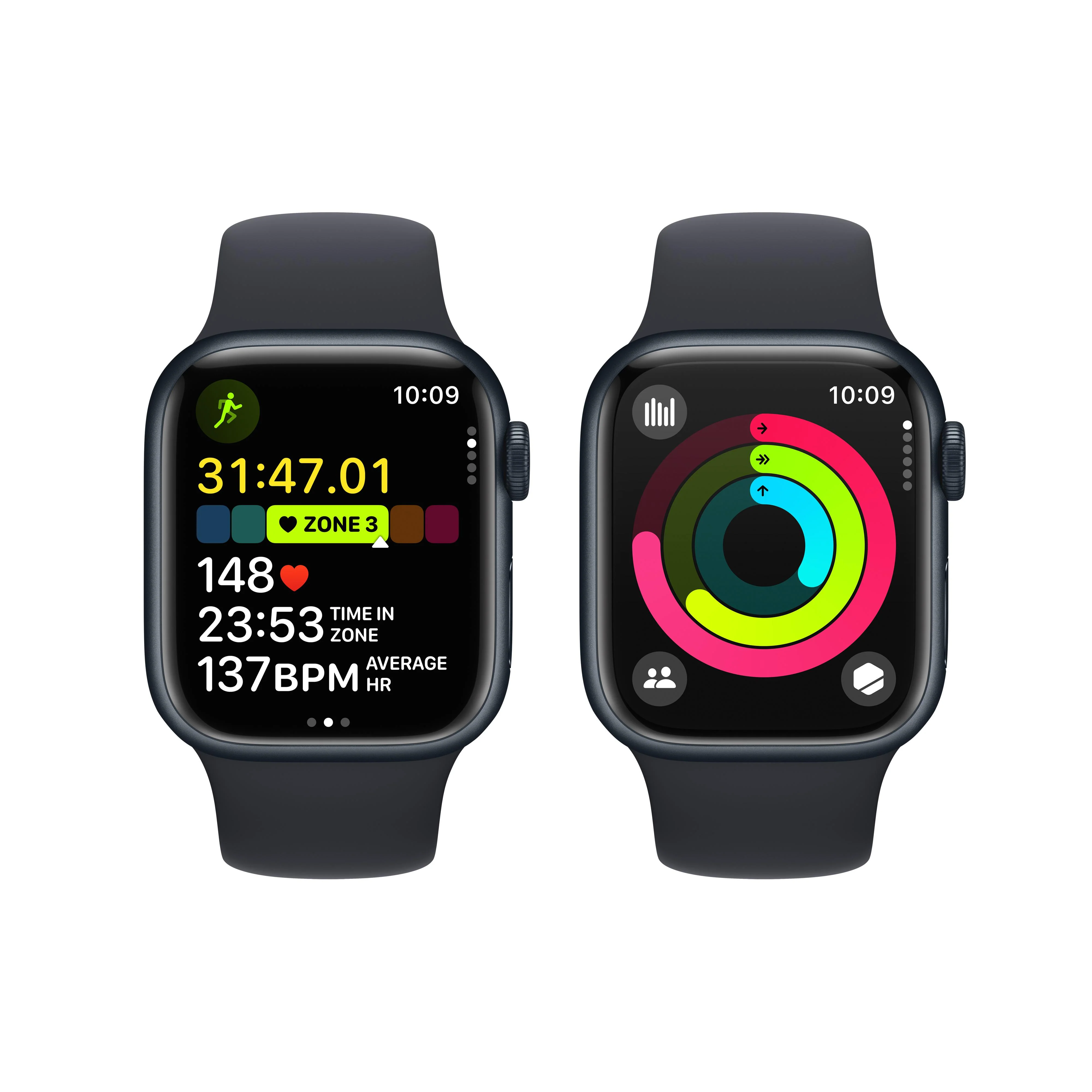 Apple Watch Series 9 GPS + Cellular 41mm Midnight Aluminum Case with Midnight Sport Band - M/L - Image 8