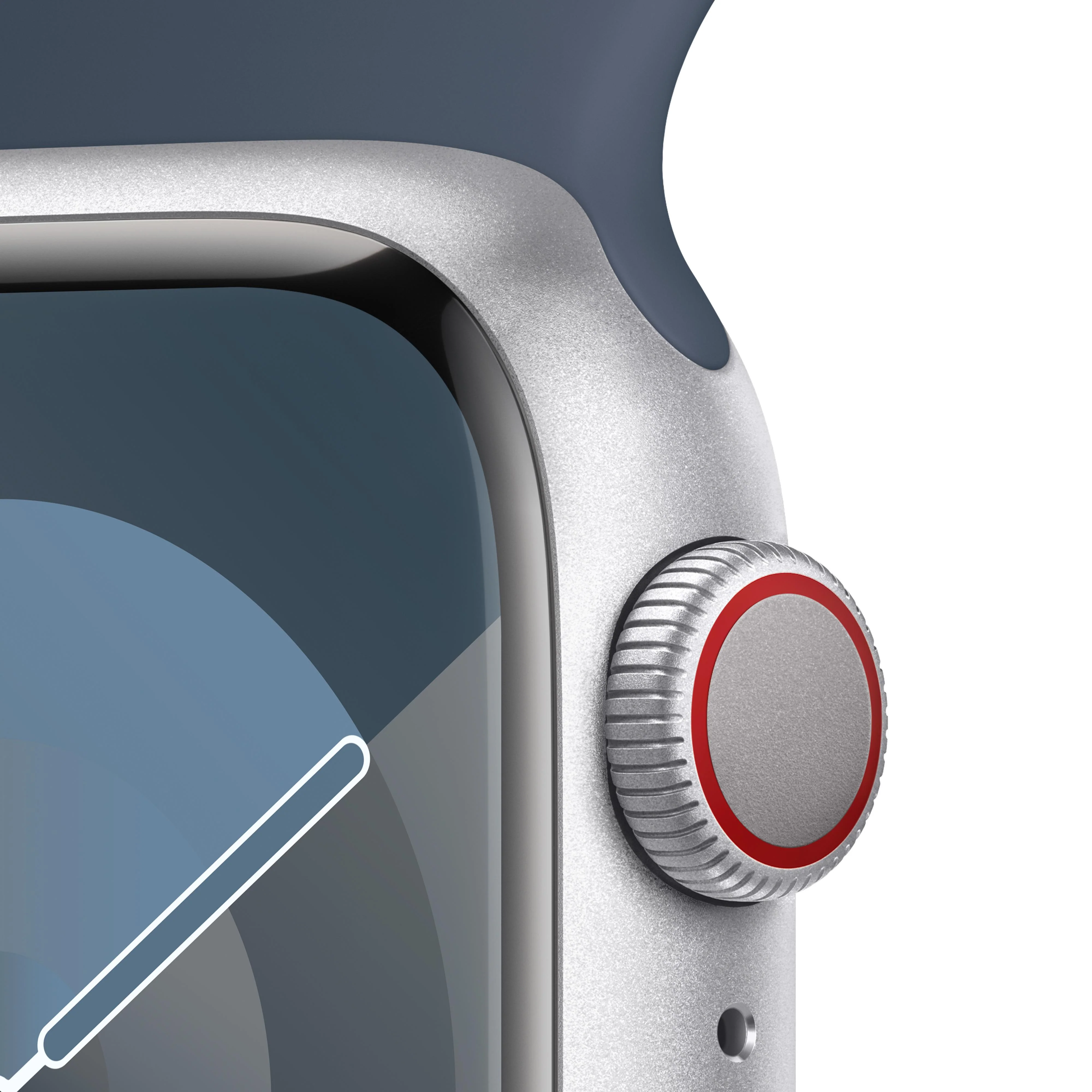 Apple Watch Series 9 GPS + Cellular 41mm Silver Aluminum Case with Storm Blue Sport Band - S/M - Image 3