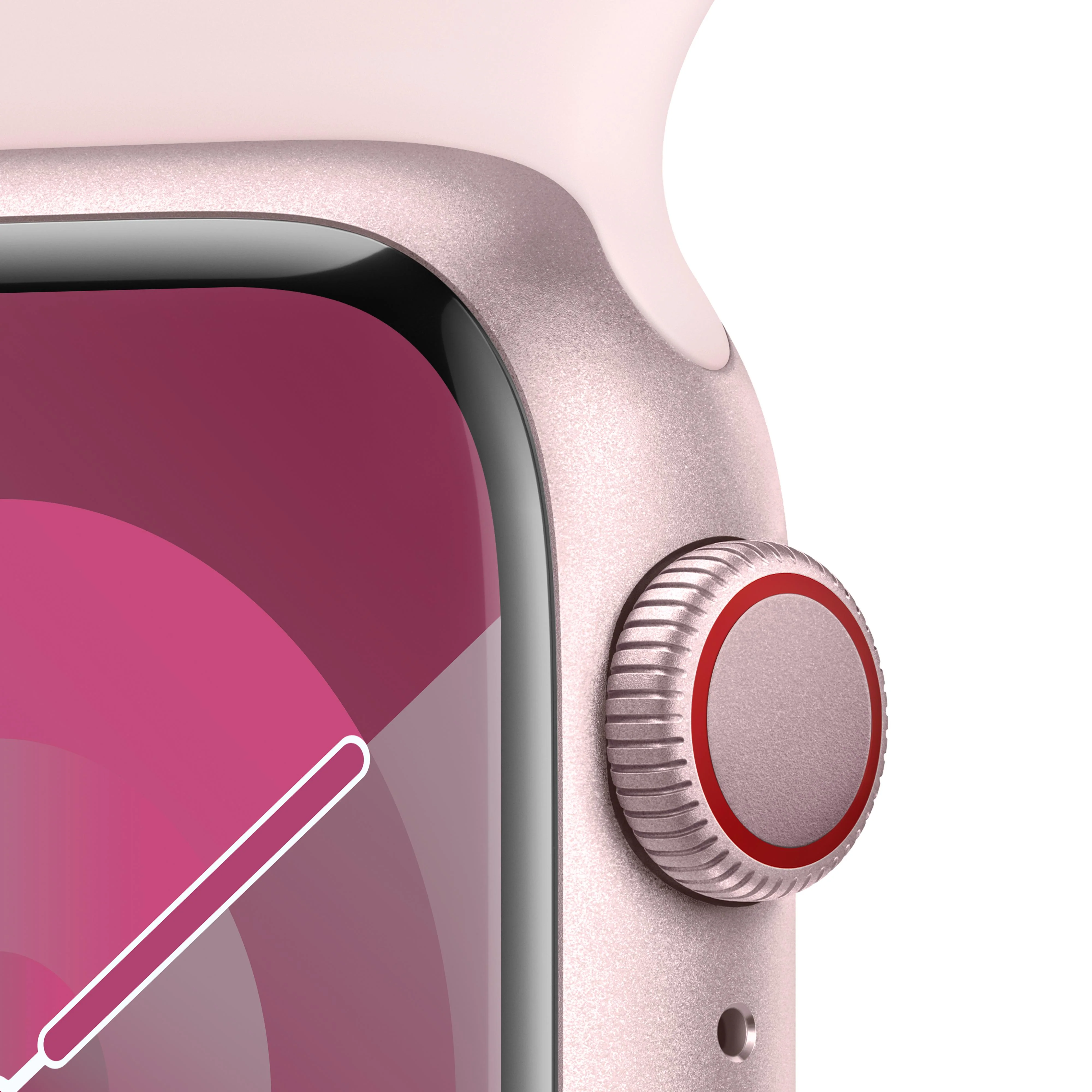 Apple Watch Series 9 GPS + Cellular 41mm Pink Aluminum Case with Light Pink Sport Band - M/L - Image 3