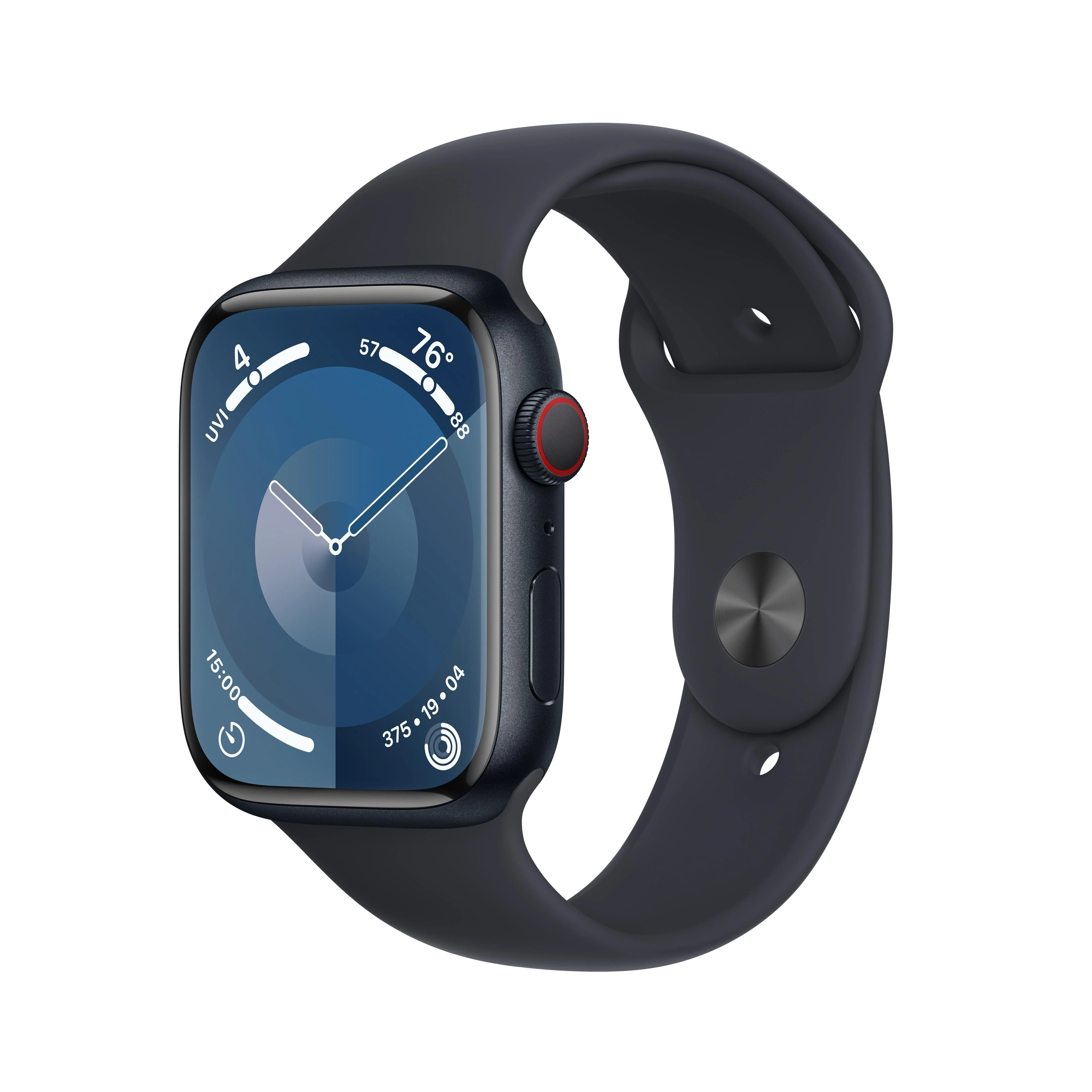 Apple Watch Series 9 GPS + Cellular 45mm Midnight Aluminum Case with Midnight Sport Band - S/M