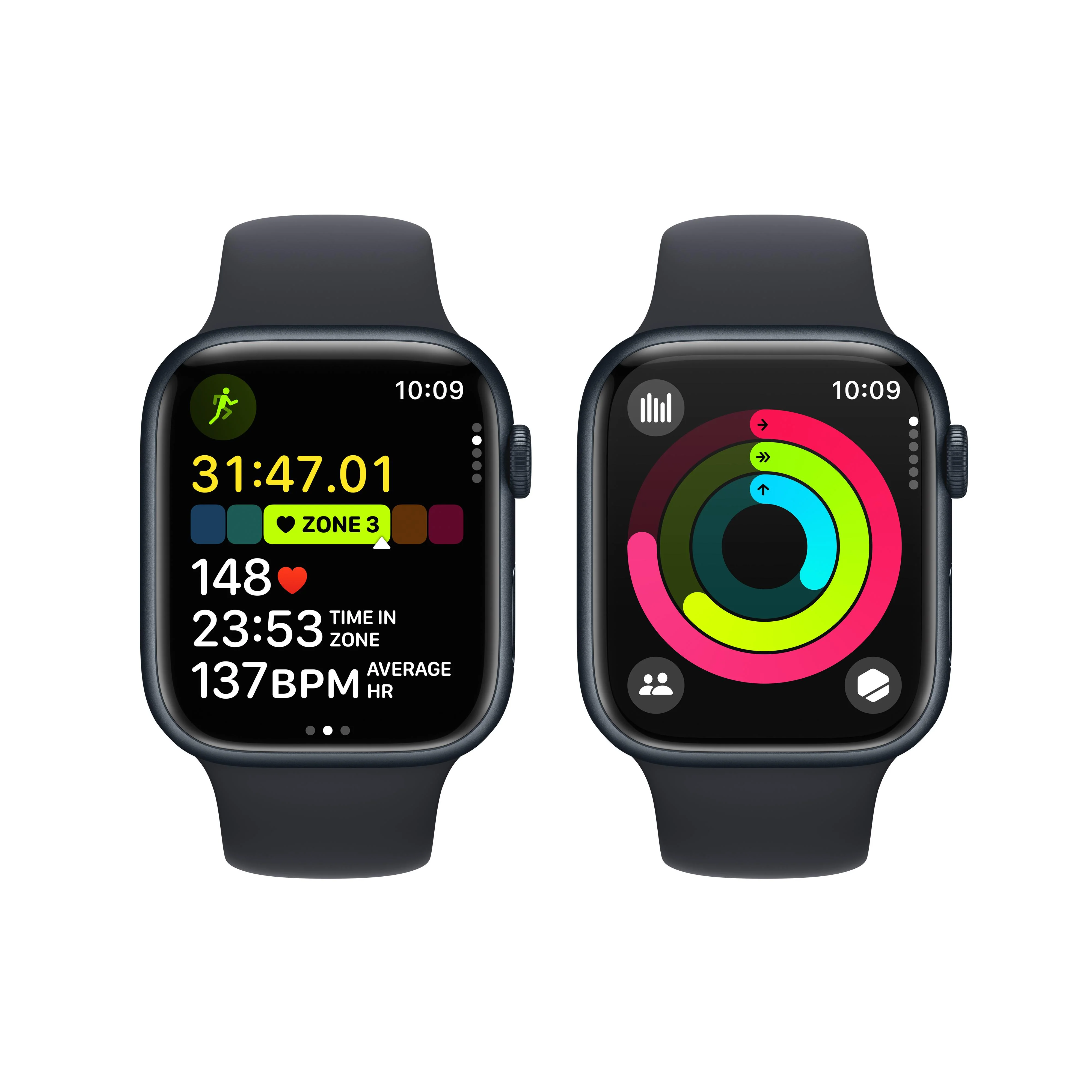Apple Watch Series 9 GPS + Cellular 45mm Midnight Aluminum Case with Midnight Sport Band - S/M - Image 8