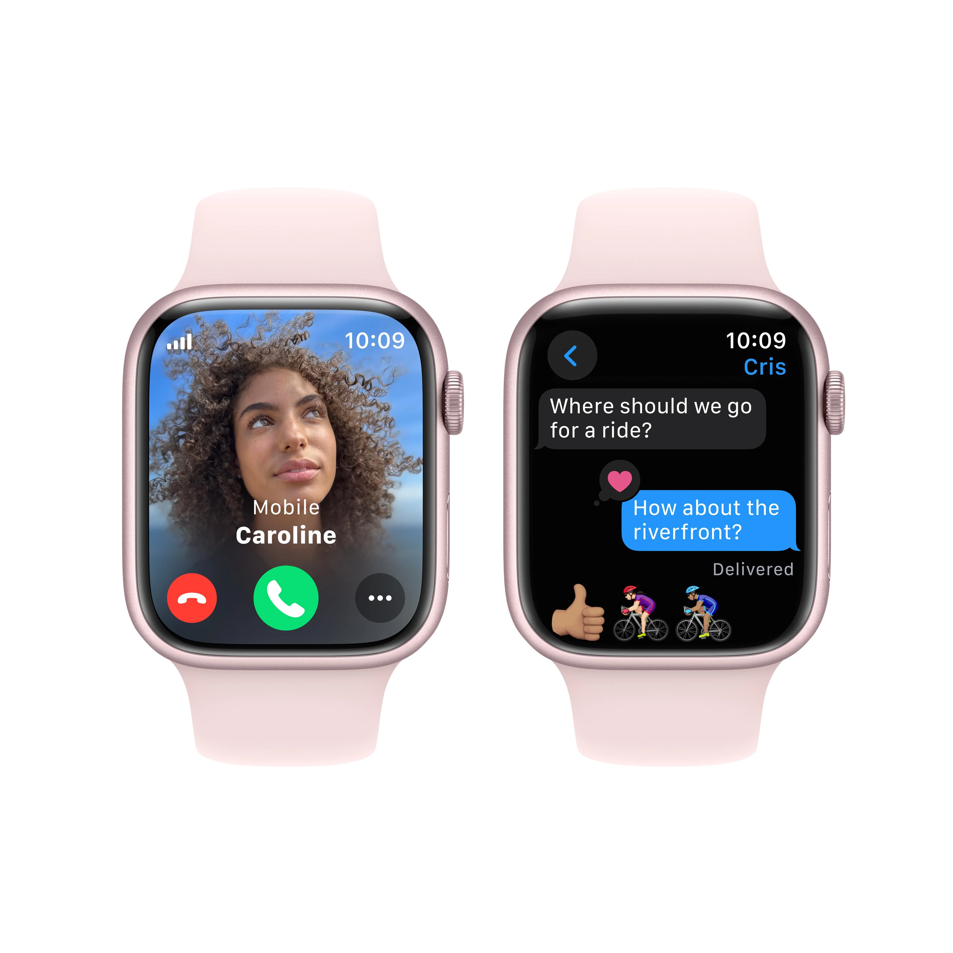 Apple Watch Series 9 GPS + Cellular 45mm Pink Aluminum Case with Light Pink Sport Band - S/M - Image 6