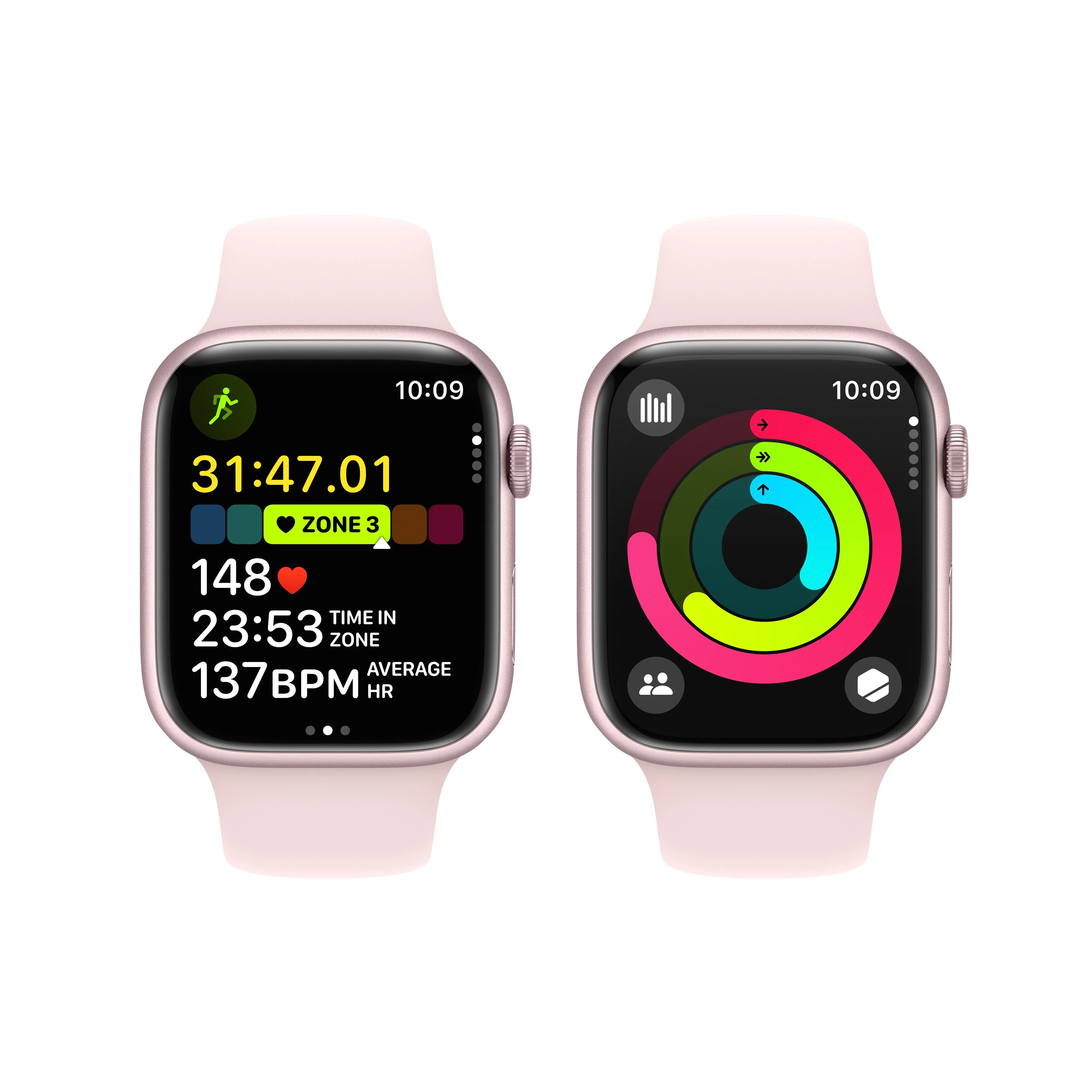 Apple Watch Series 9 GPS + Cellular 45mm Pink Aluminum Case with Light Pink Sport Band - S/M - Image 8