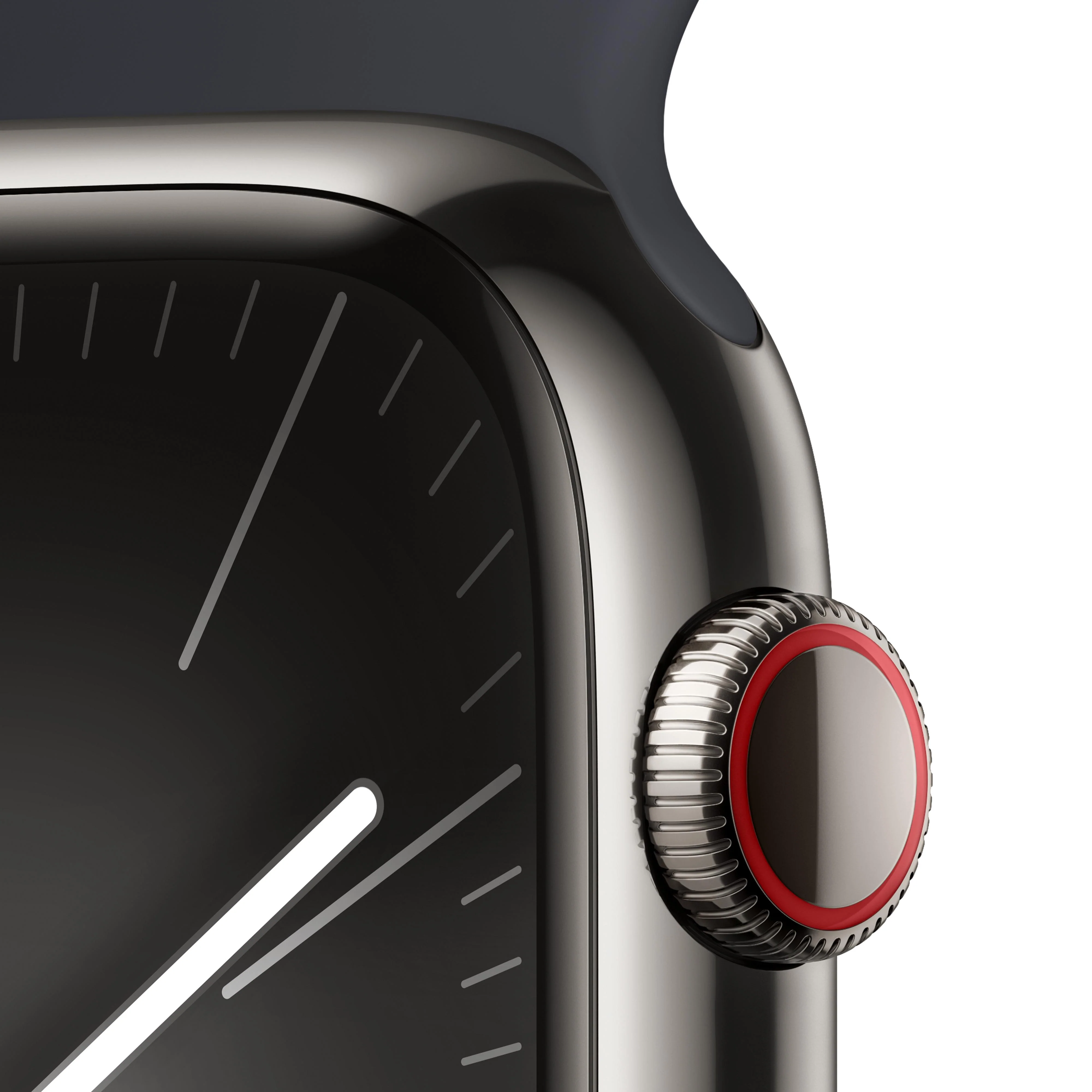 Apple Watch Series 9 GPS + Cellular 45mm Graphite Stainless Steel Case with Midnight Sport Band - S/M - Image 3