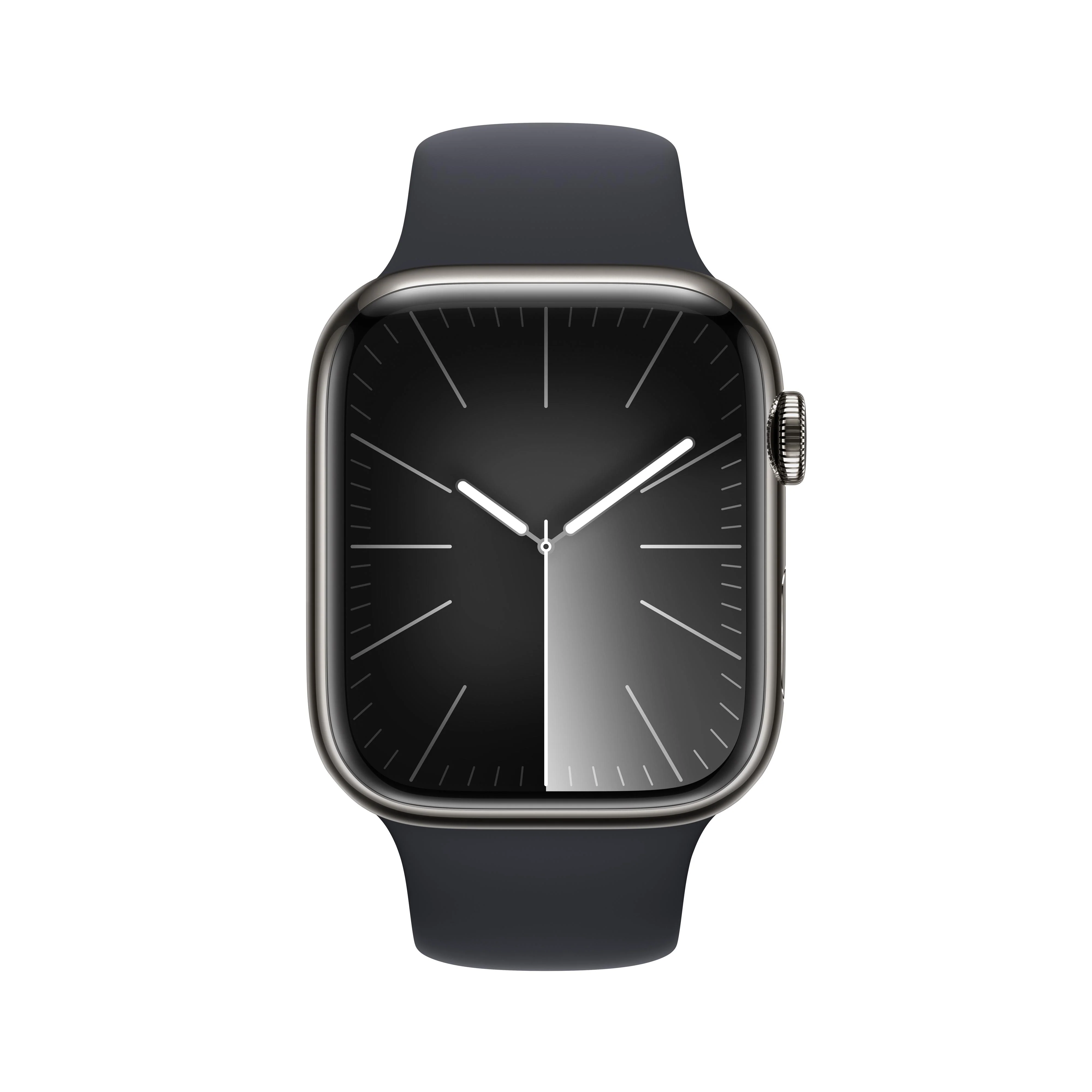Apple Watch Series 9 GPS + Cellular 45mm Graphite Stainless Steel Case with Midnight Sport Band - M/L - Image 2