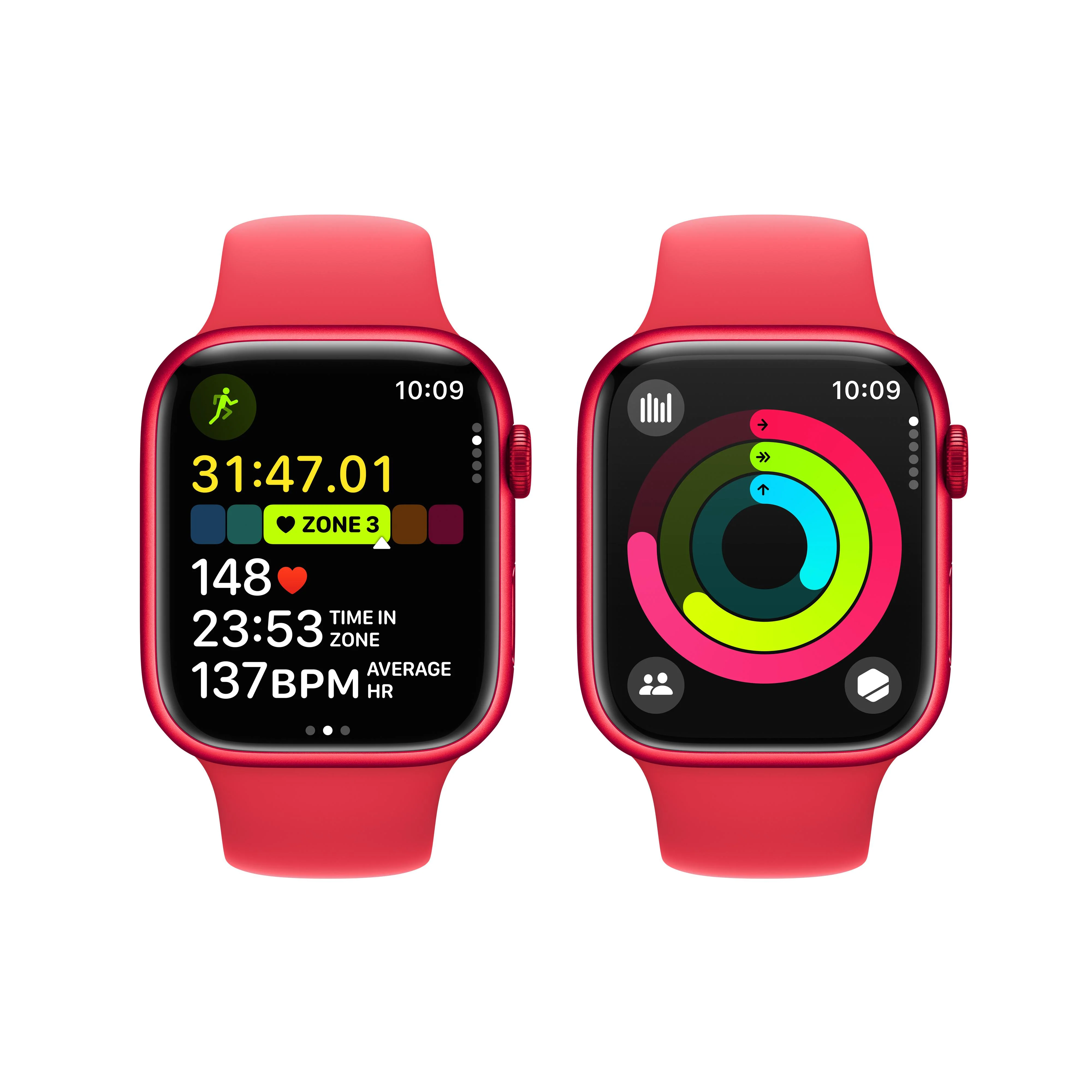 Apple Watch Series 9 GPS + Cellular 45mm (PRODUCT)RED Aluminum Case with (PRODUCT)RED Sport Band - S/M - Image 8
