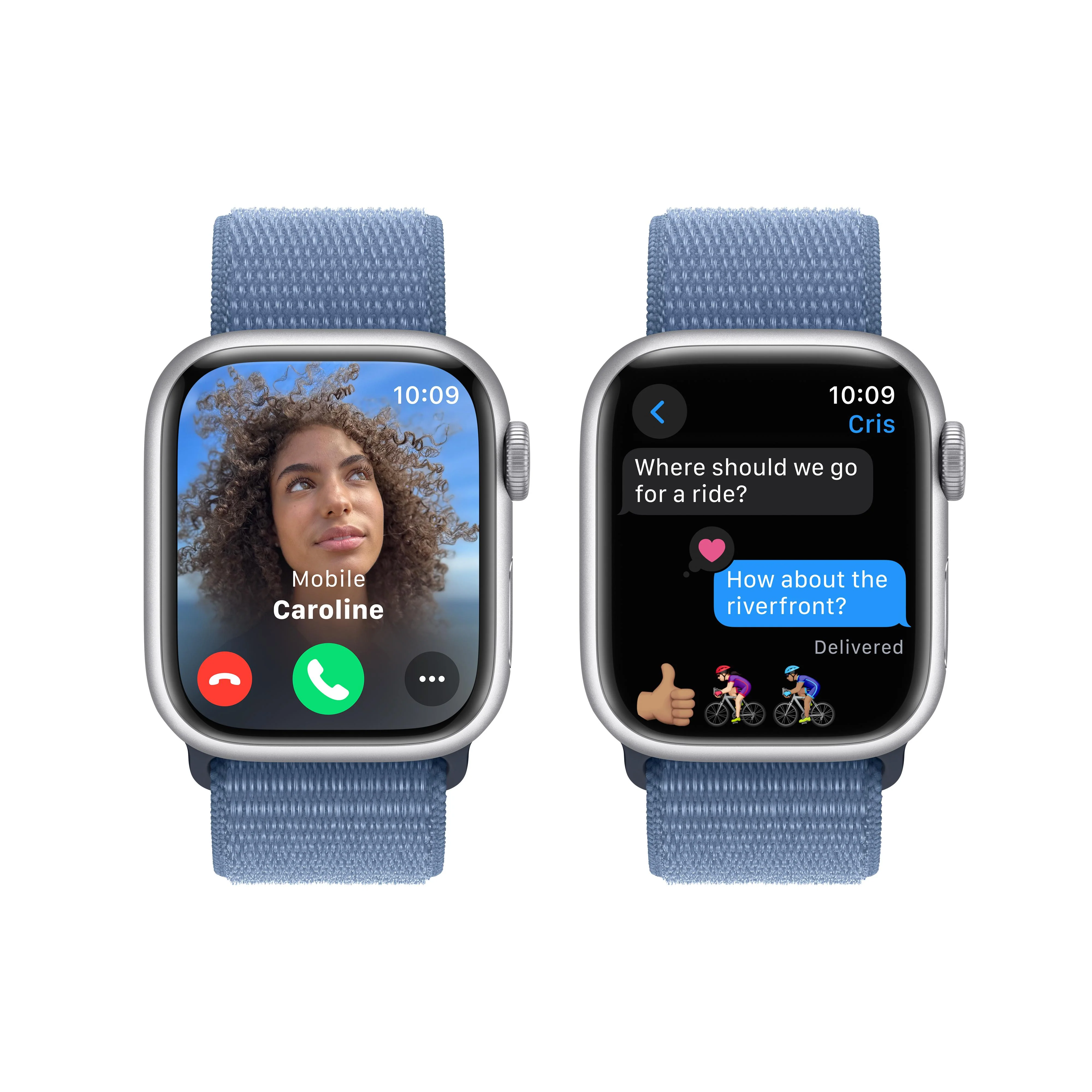 Apple Watch Series 9 GPS 41mm Silver Aluminum Case with Winter Blue Sport Loop - Image 6