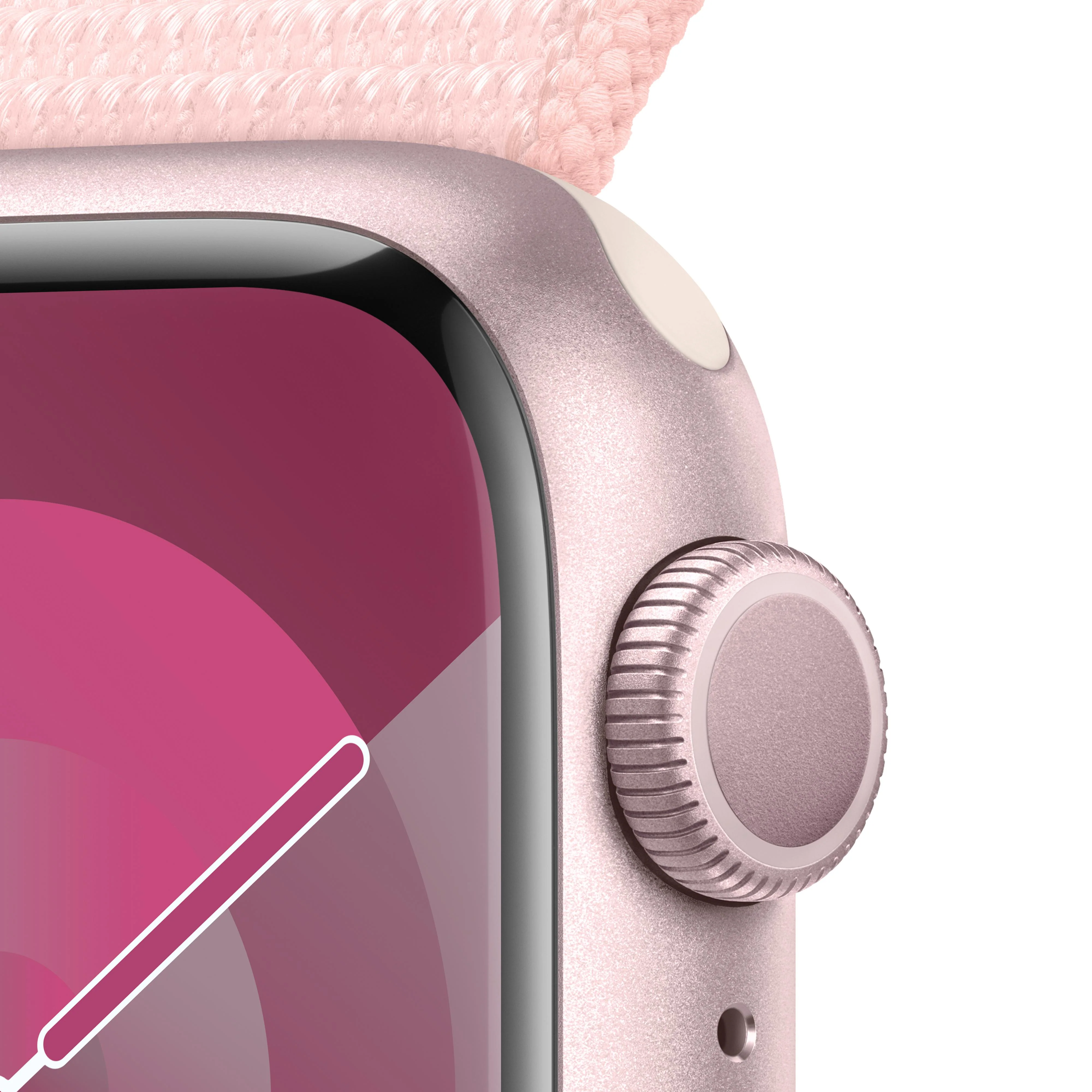 Apple Watch Series 9 GPS 41mm Pink Aluminum Case with Light Pink Sport Loop - Image 3