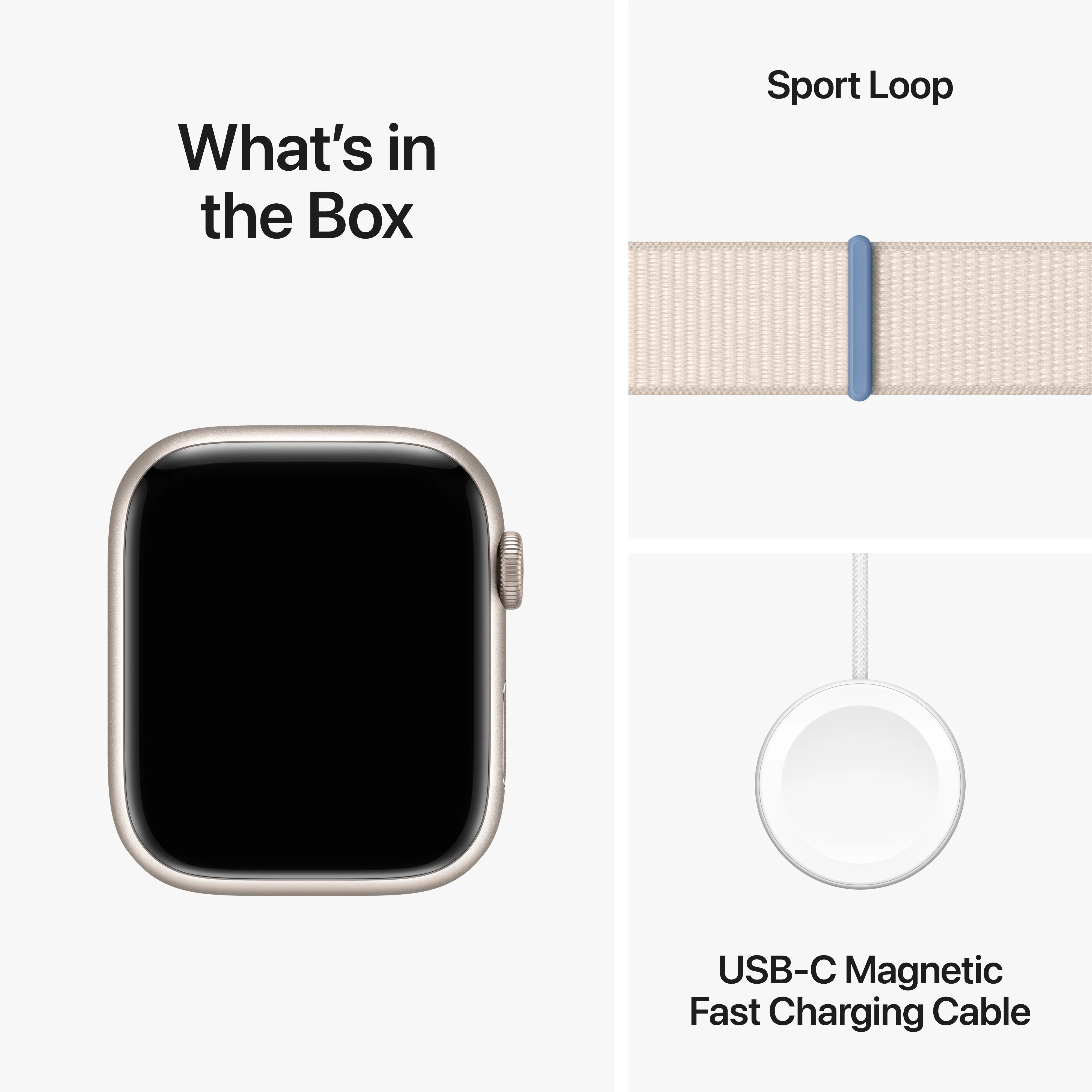 Apple Watch Series 9 GPS 45mm Starlight Aluminum Case with Starlight Sport Loop - Image 10