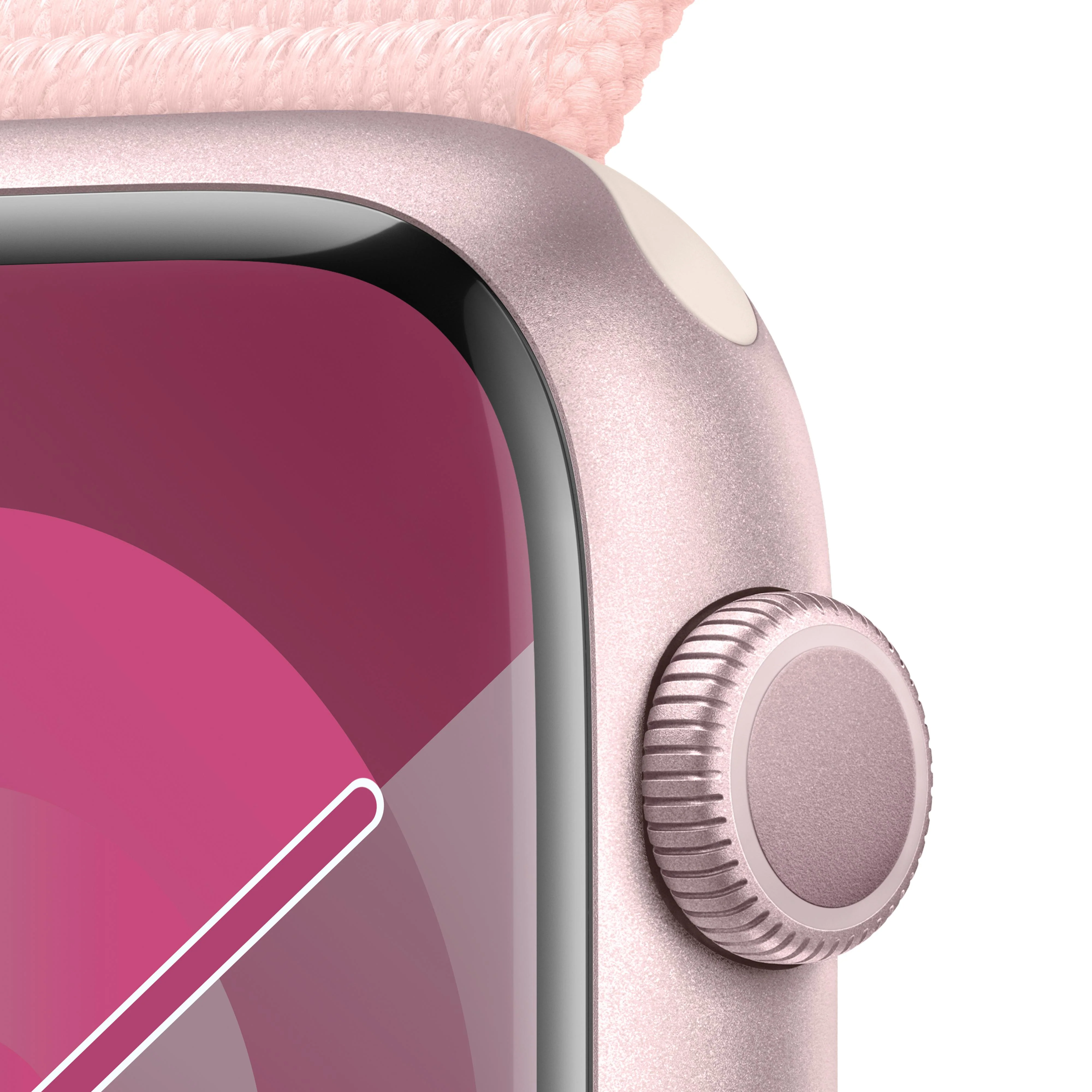 Apple Watch Series 9 GPS 45mm Pink Aluminum Case with Light Pink Sport Loop - Image 3