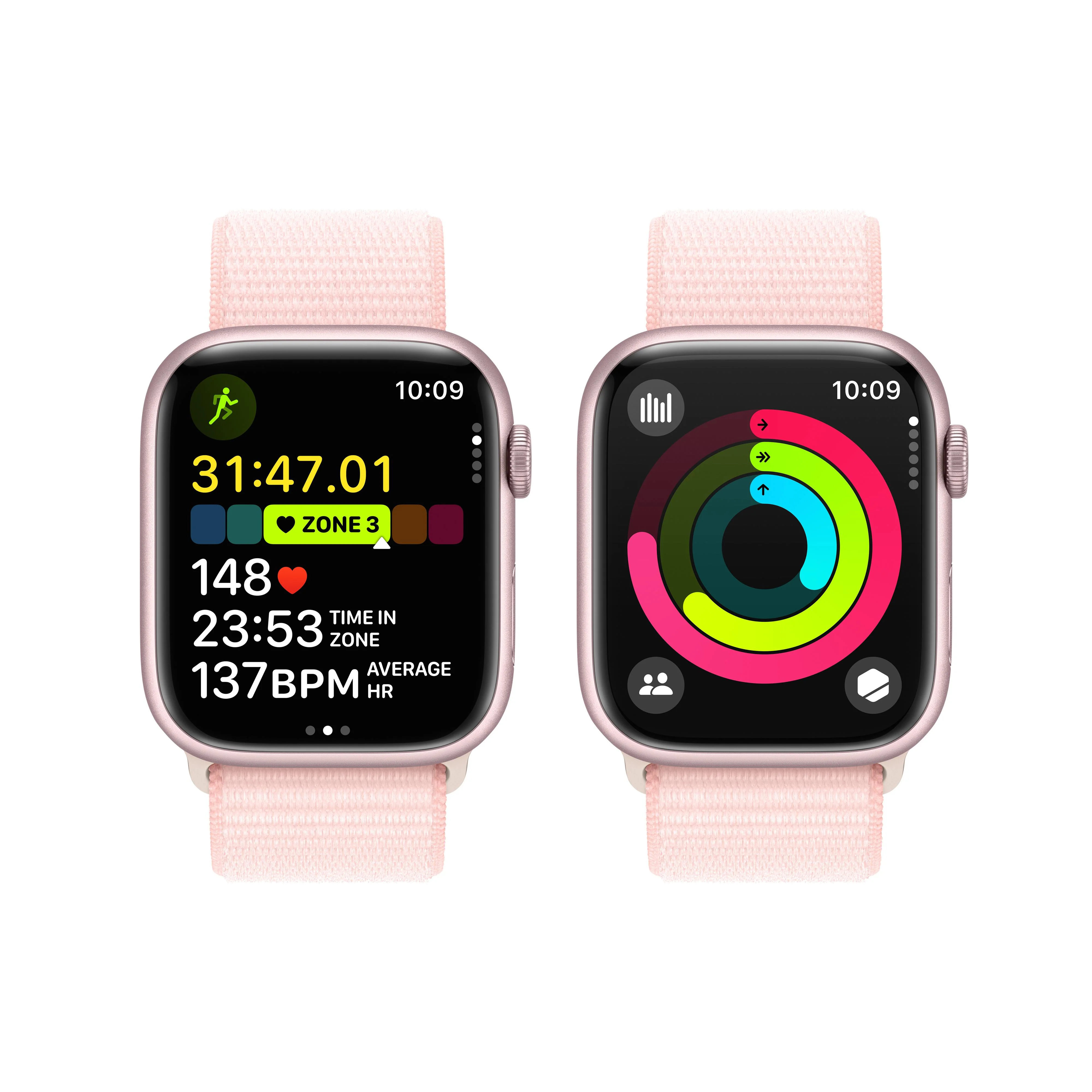 Apple Watch Series 9 GPS 45mm Pink Aluminum Case with Light Pink Sport Loop - Image 8