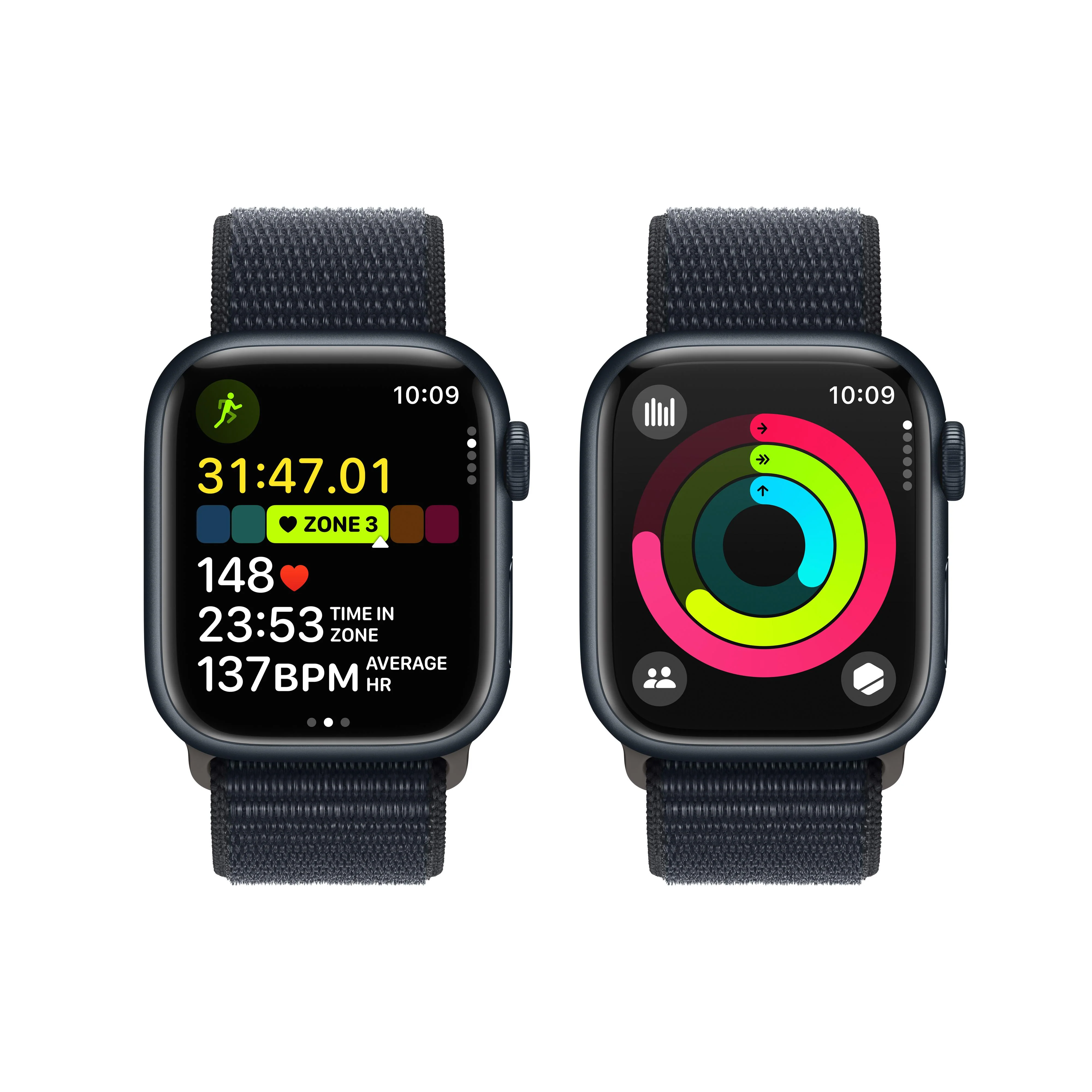 Apple Watch Series 9 GPS + Cellular 41mm Midnight Aluminum Case with Midnight Sport Loop - Image 8