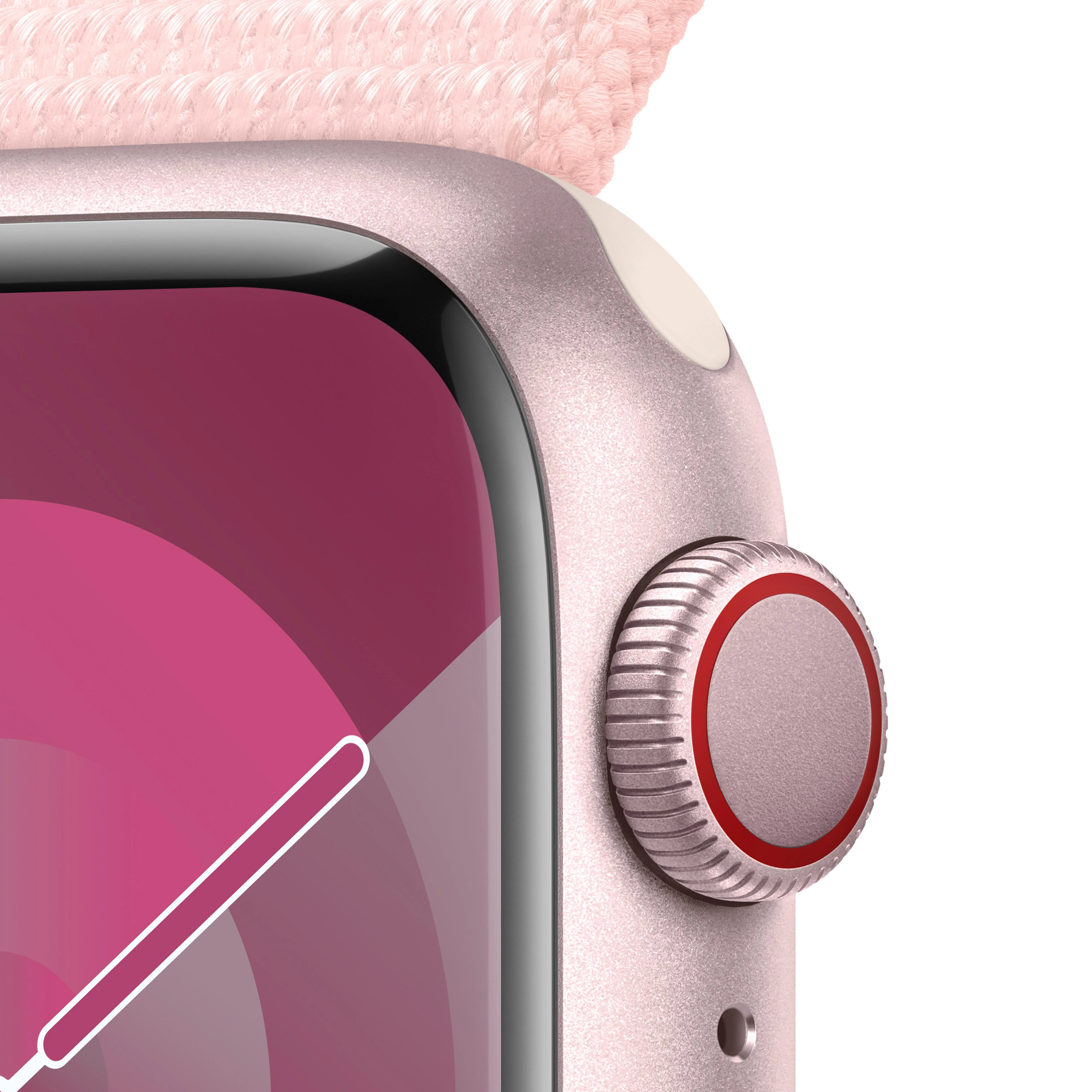 Apple Watch Series 9 GPS + Cellular 41mm Pink Aluminum Case with Light Pink Sport Loop - Image 3