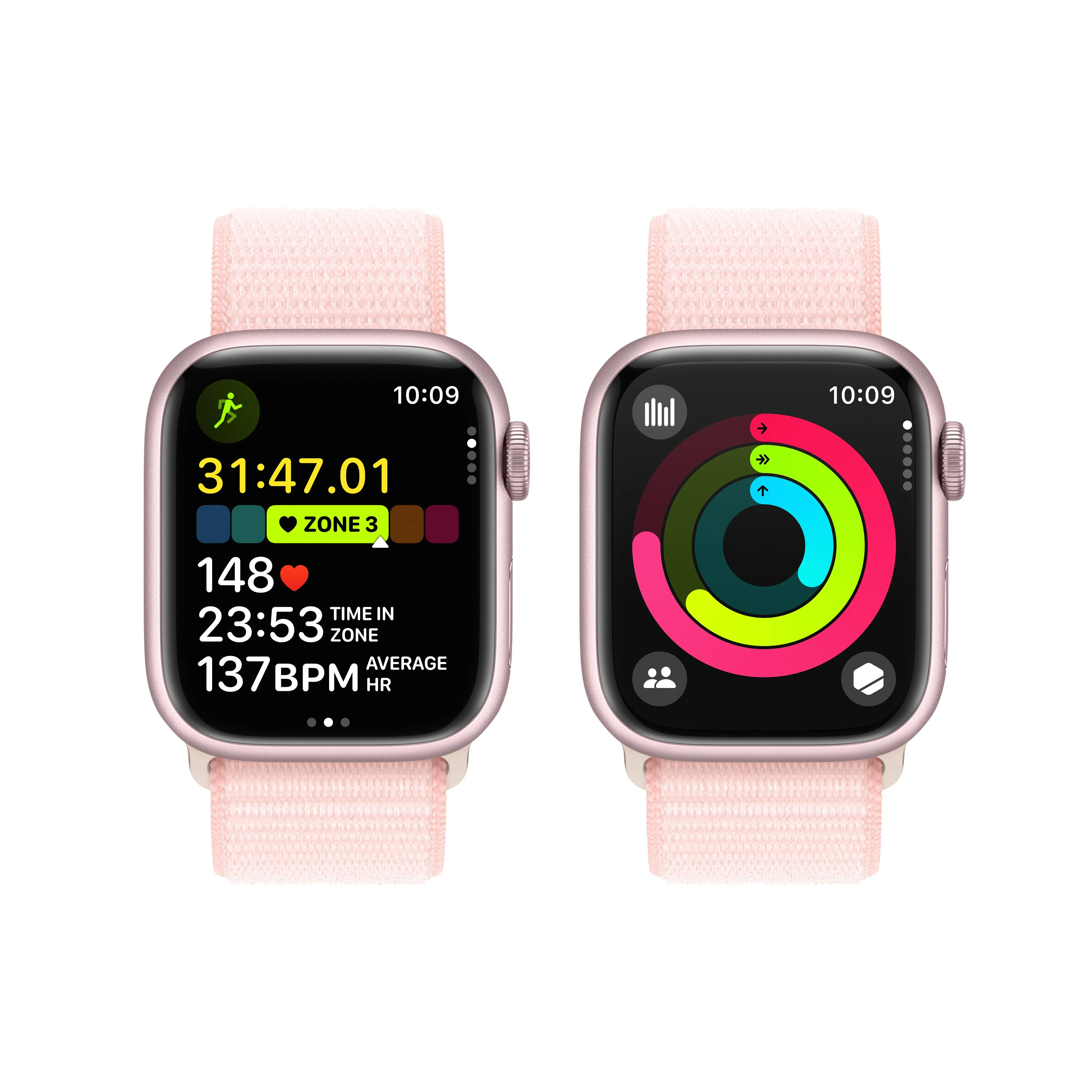 Apple Watch Series 9 GPS + Cellular 41mm Pink Aluminum Case with Light Pink Sport Loop - Image 8