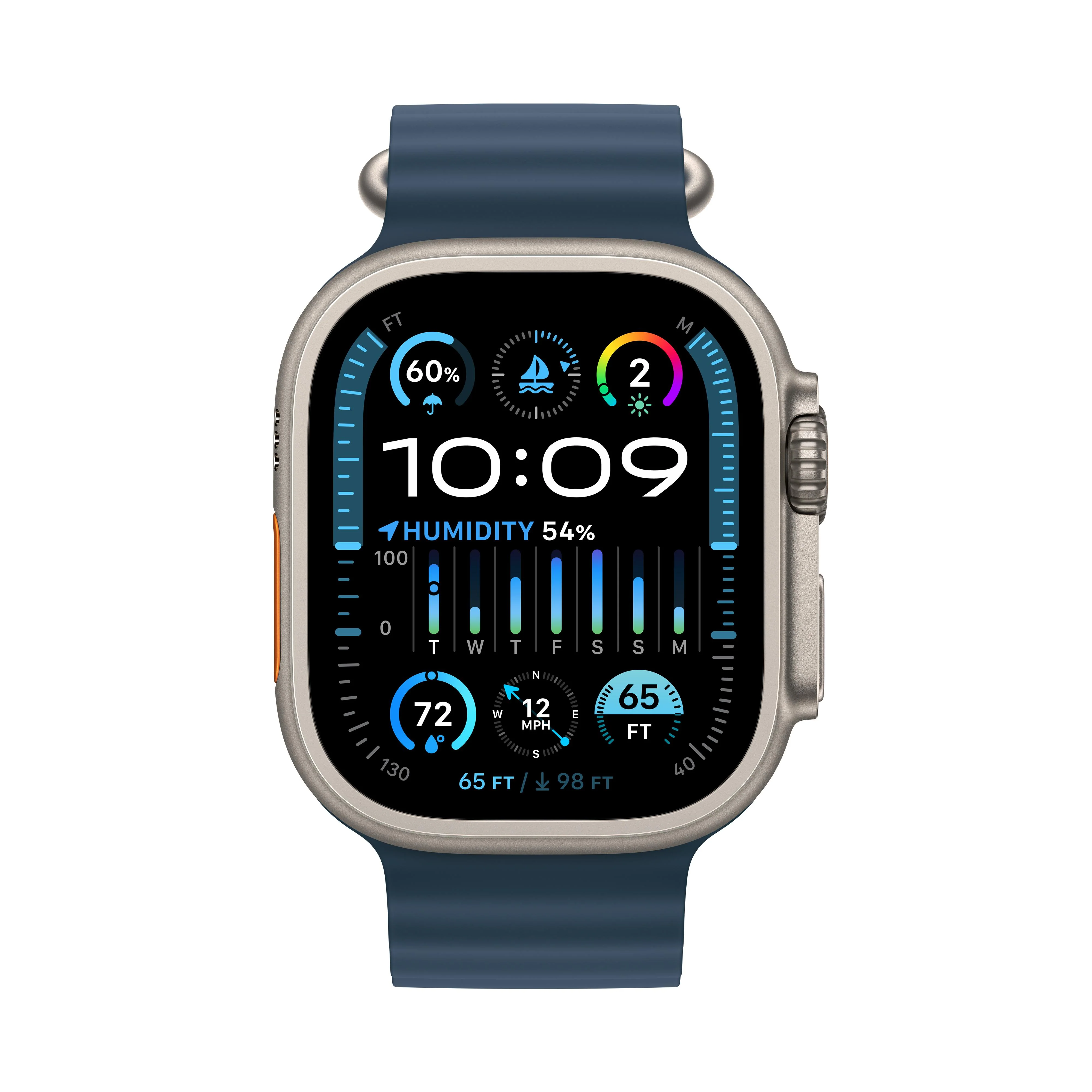 Apple Watch Ultra 2 GPS + Cellular 49mm Titanium Case with Blue Ocean Band - Image 2