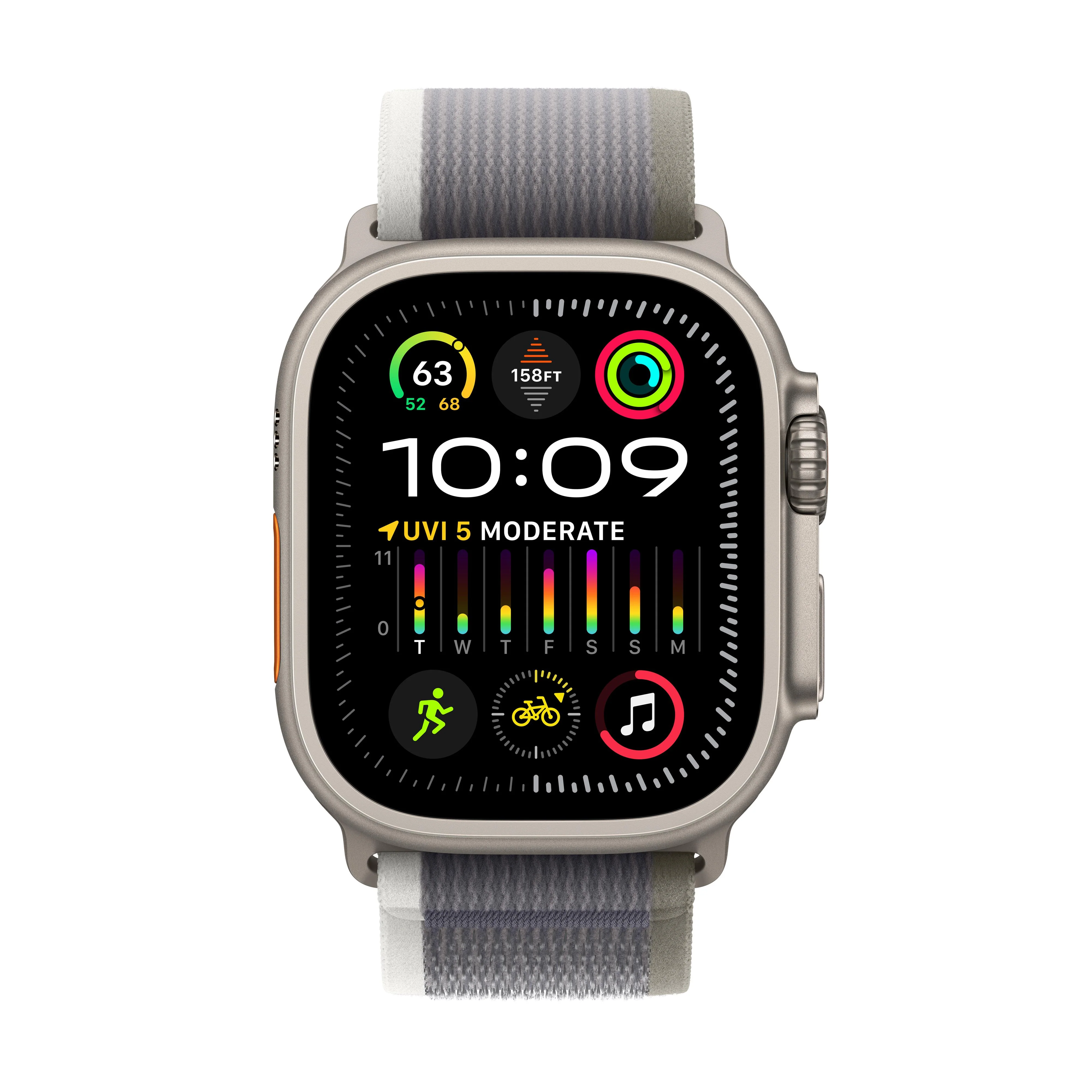 Apple Watch Ultra 2 GPS + Cellular 49mm Titanium Case with Green/Gray Trail Loop - S/M - Image 2