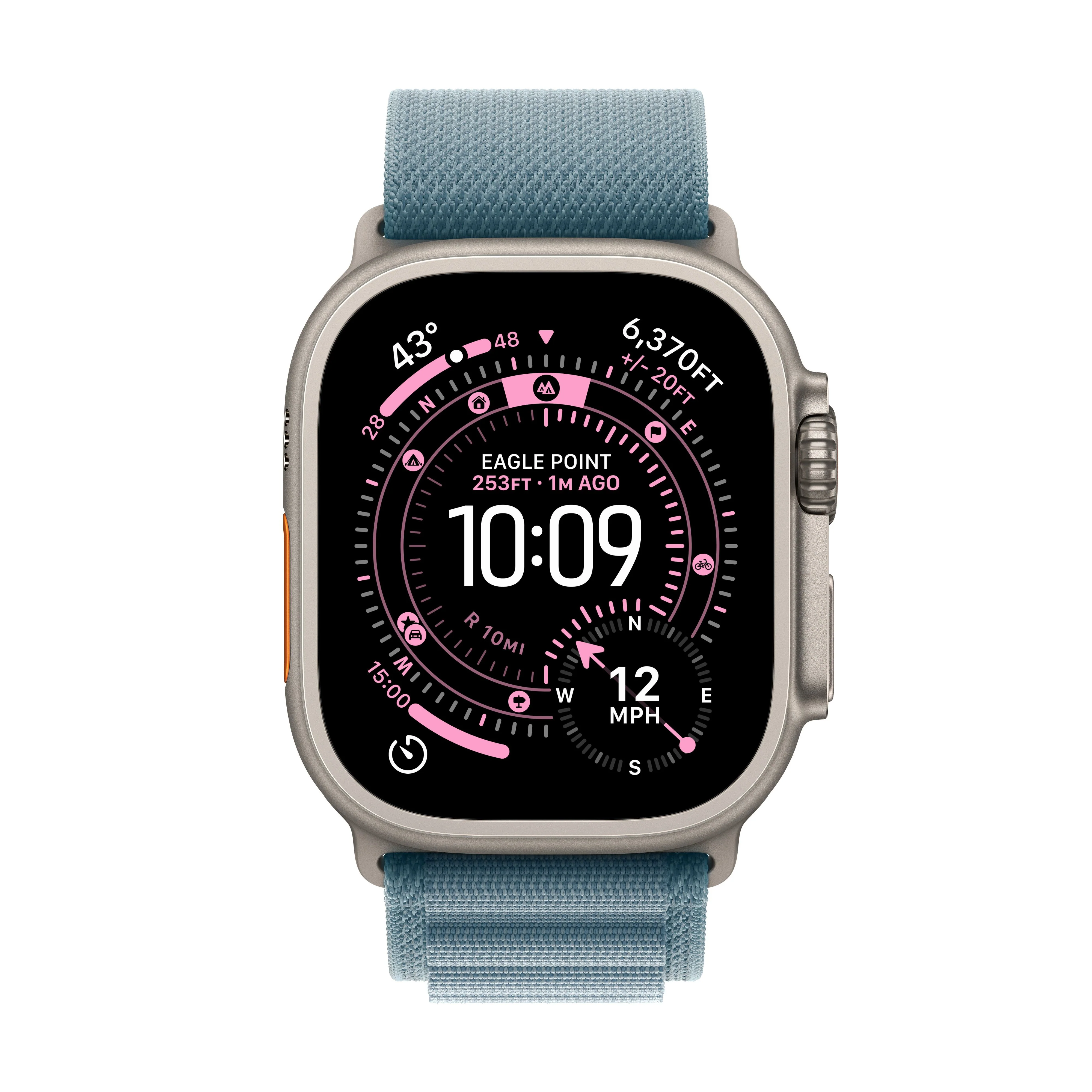 Apple Watch Ultra 3 GPS + Cellular 49mm Natural Titanium Case with Light Blue Alpine Loop - Medium - Image 2