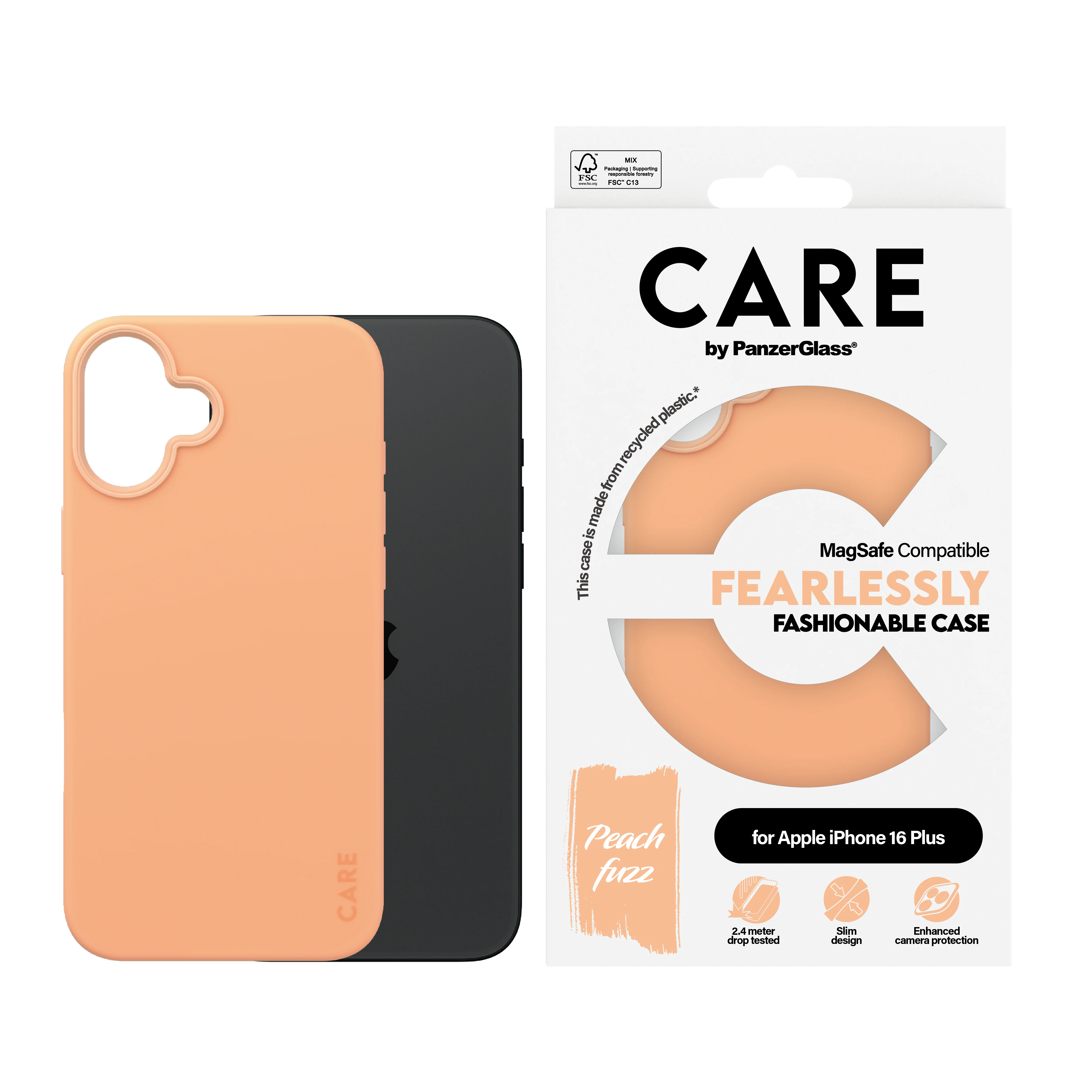 CARE BY PANZERGLASS Fashion Hard MagSafe Case for iPhone 16 Plus - Peachy - Image 3