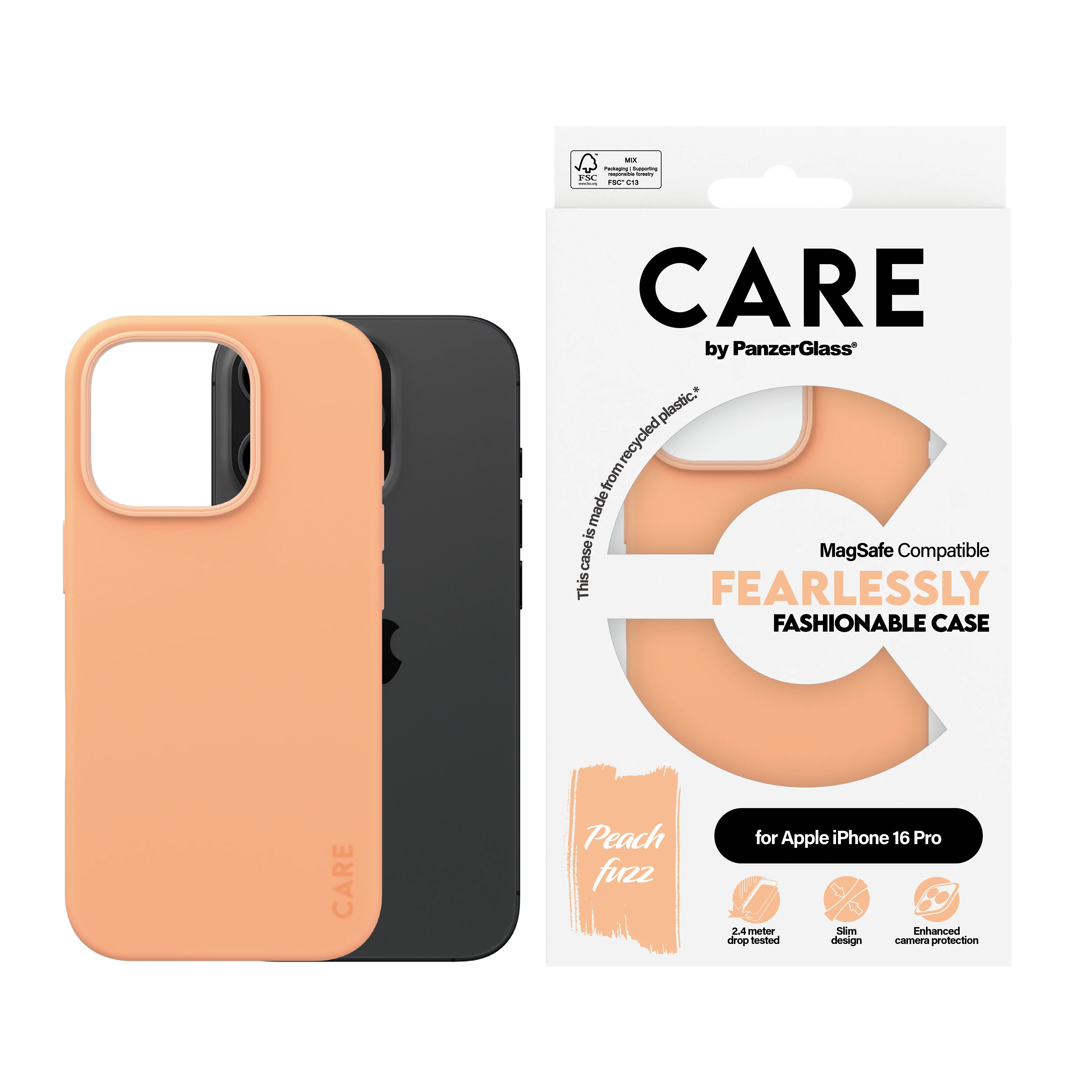 CARE BY PANZERGLASS Fashion Hard MagSafe Case for iPhone 16 Pro - Peachy - Image 3