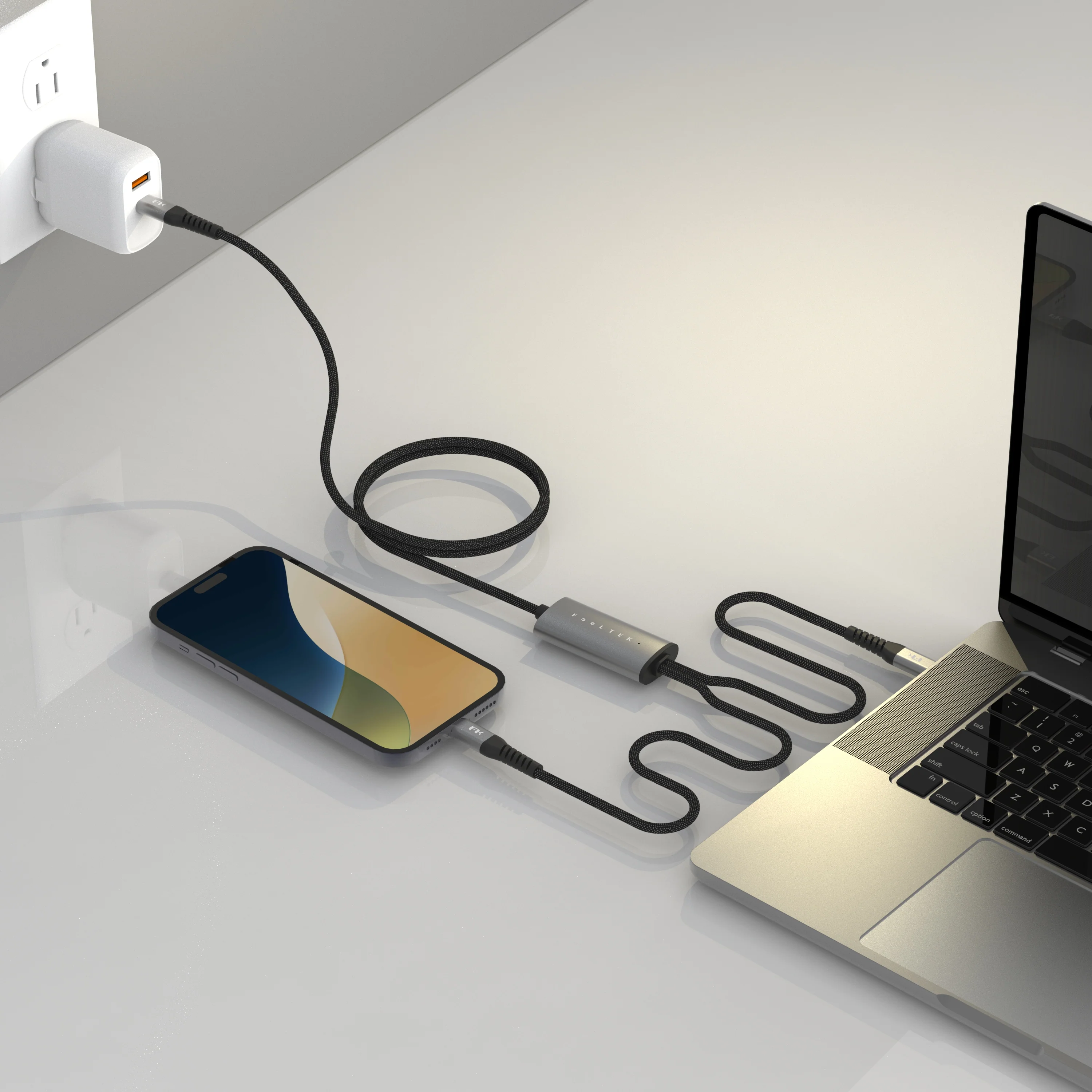 FEELTEK Gemini USB C to Dual C Splitter Charge Cable 100W 1.5m - Image 4