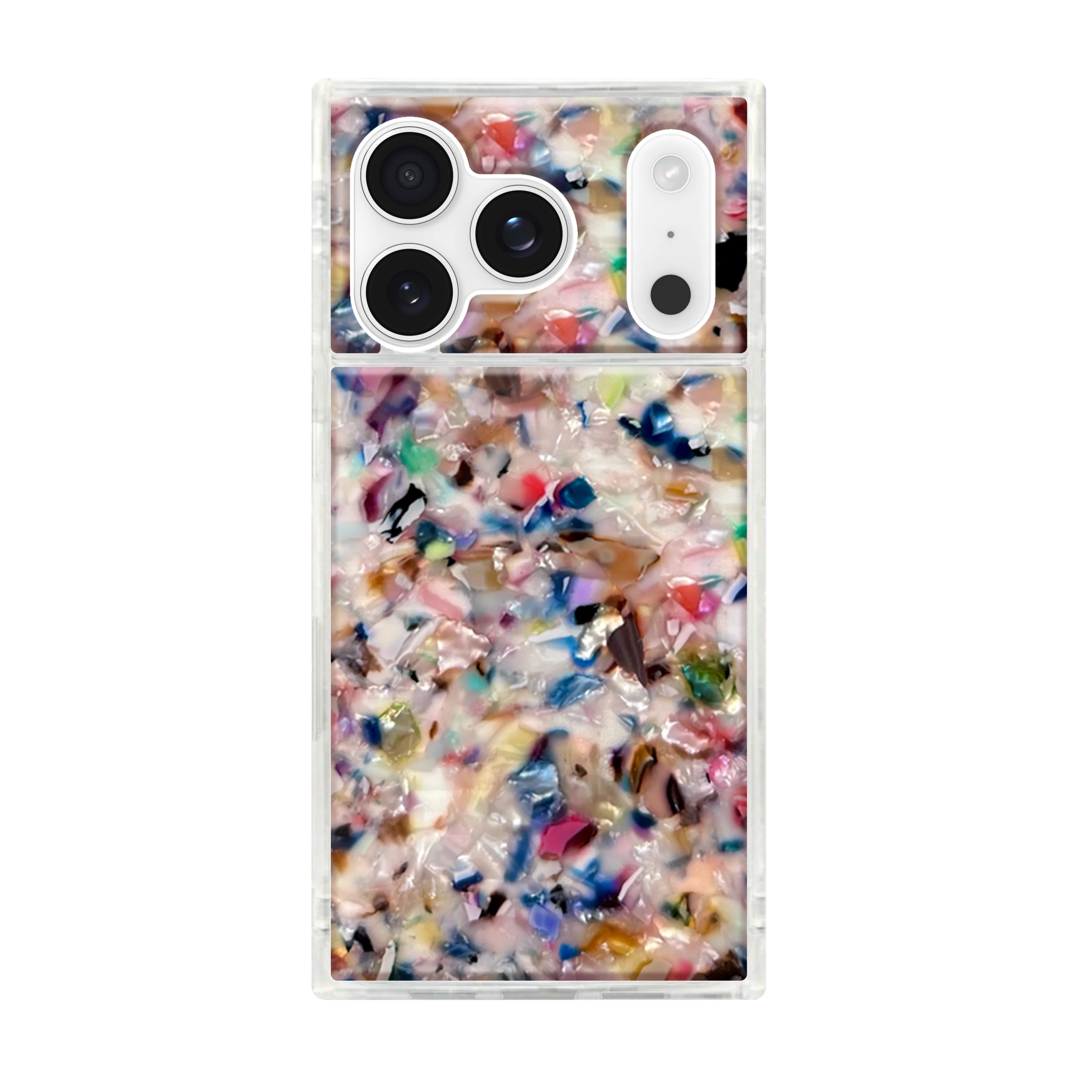 FLAUNT Square Printed MagSafe Case for iPhone 17 Pro - Rainbow Confetti Tortoise Shell