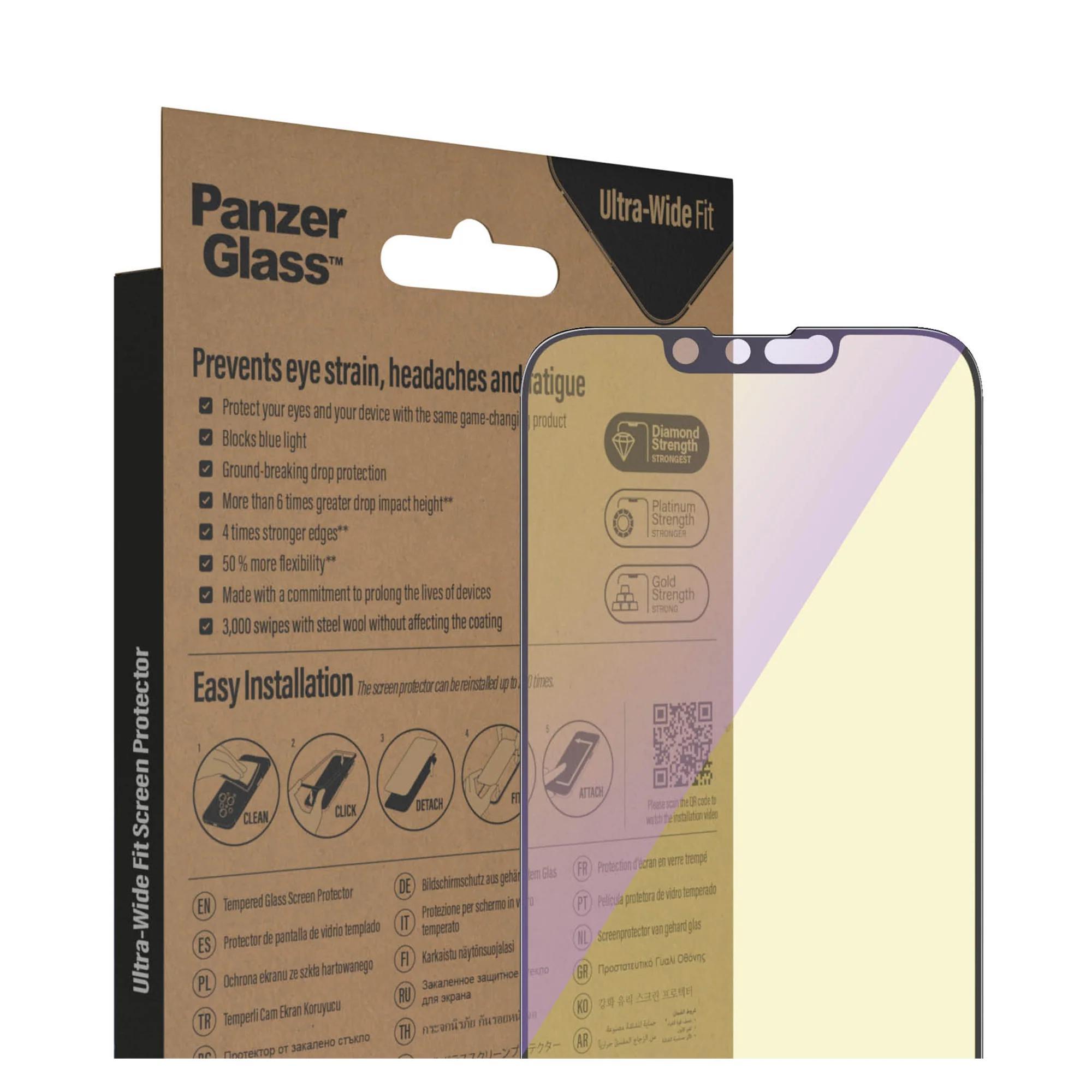 PANZERGLASS Ultra-Wide Fit Anti-Bluelight (wA) for iPhone 14 - Clear - Image 7