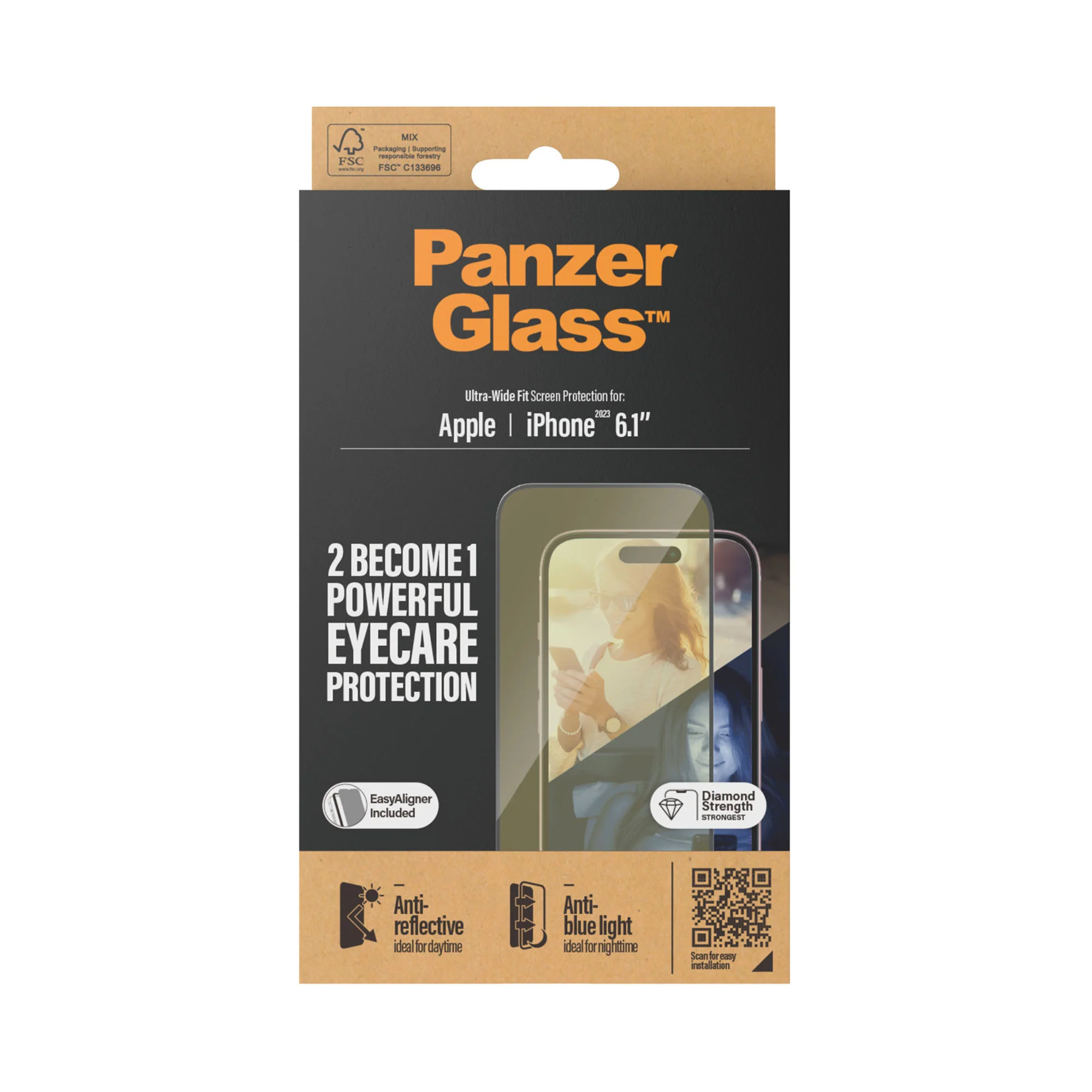 PANZERGLASS Ultra-Wide Fit Eyecare Screen Protection for iPhone 15 - Clear - Image 5