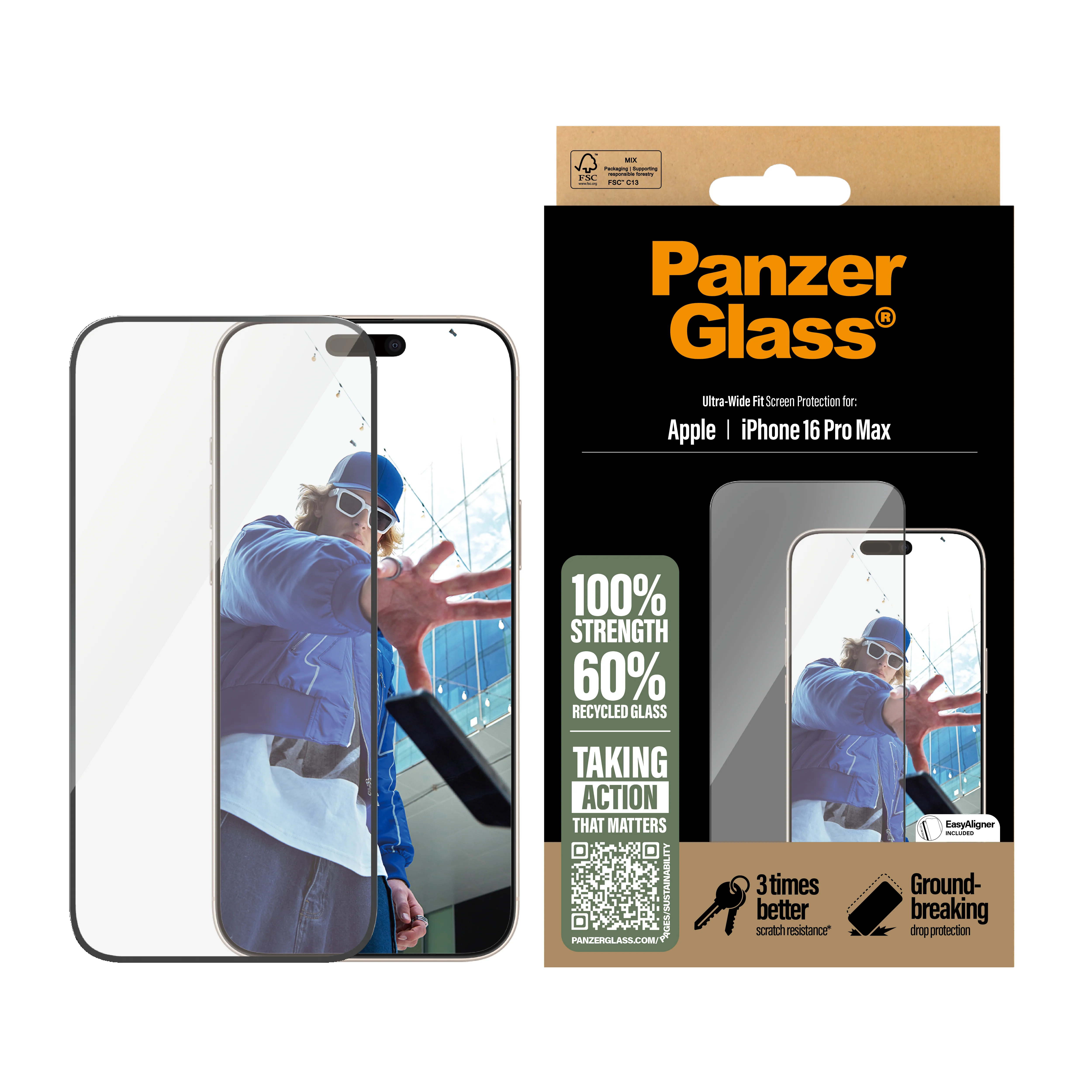 PANZERGLASS Ultra-Wide Fit Screen Protector for iPhone 16 Pro Max - Clear - Image 2