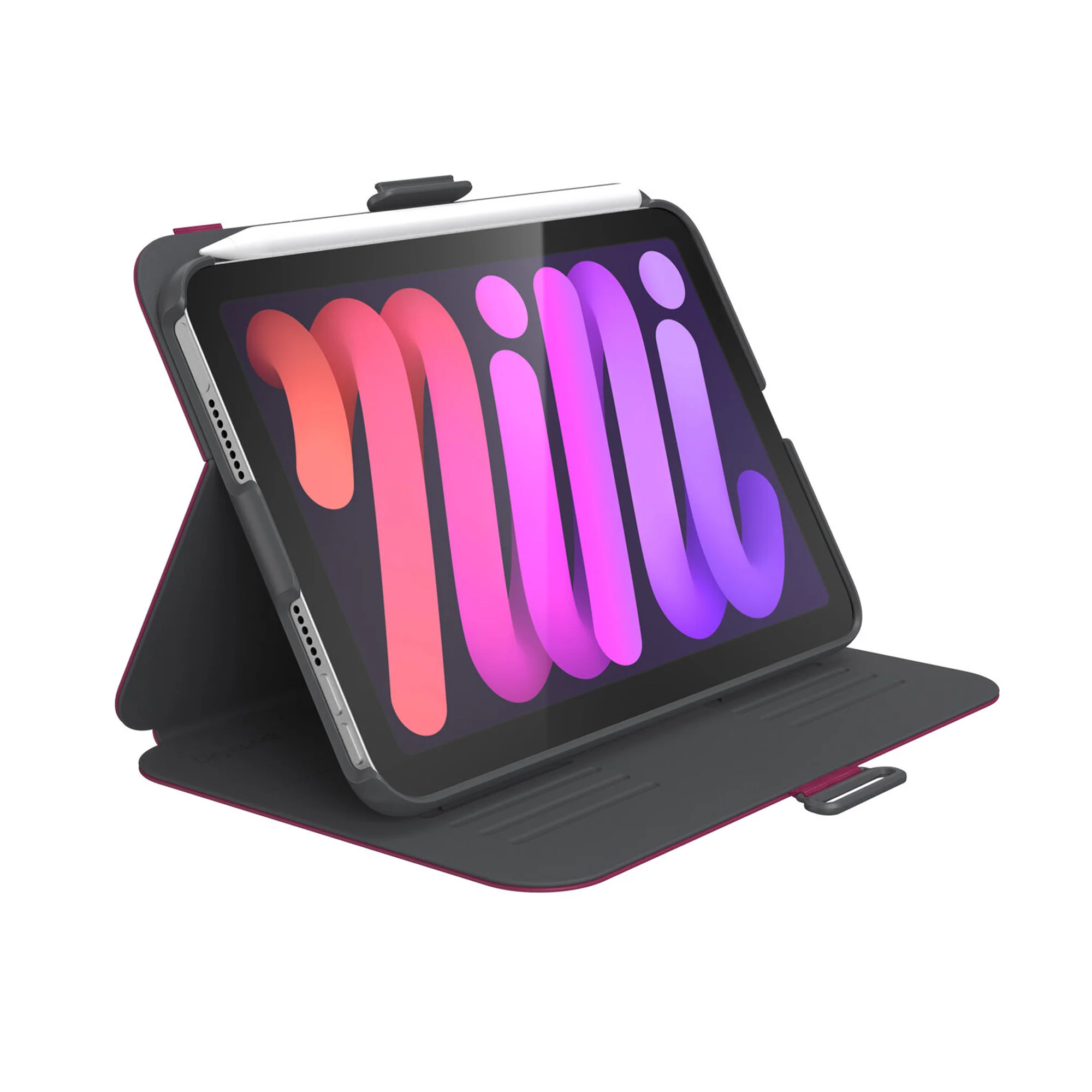 SPECK Balance Folio Case w/ Microban for iPad mini (7th Gen) A17 Pro / 6th Gen - Very Berry Red / Slate Grey - Image 3