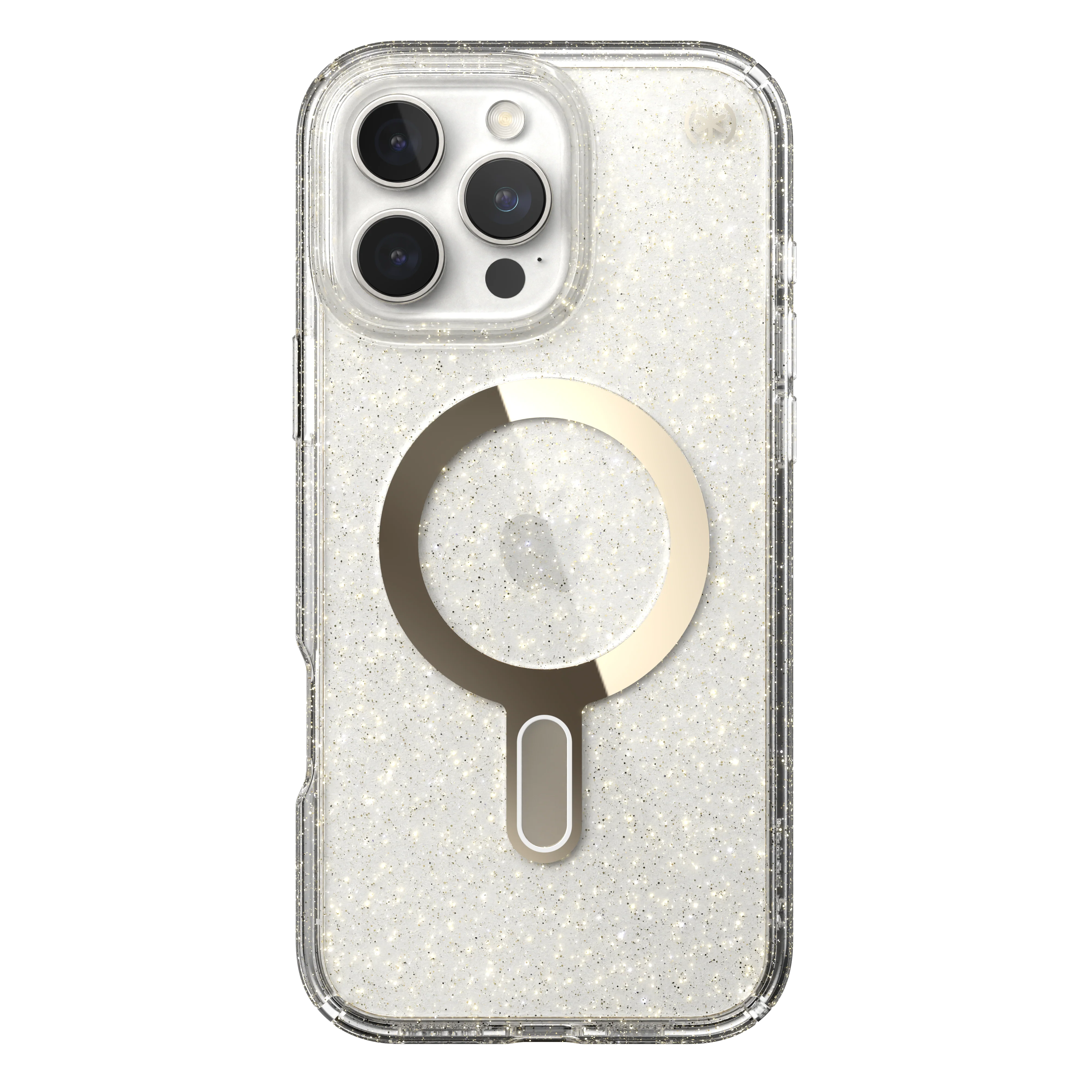 SPECK Presidio Lux Glitter MagSafe + ClickLock Case for iPhone 16 Pro Max - Clear/Gold Glitter