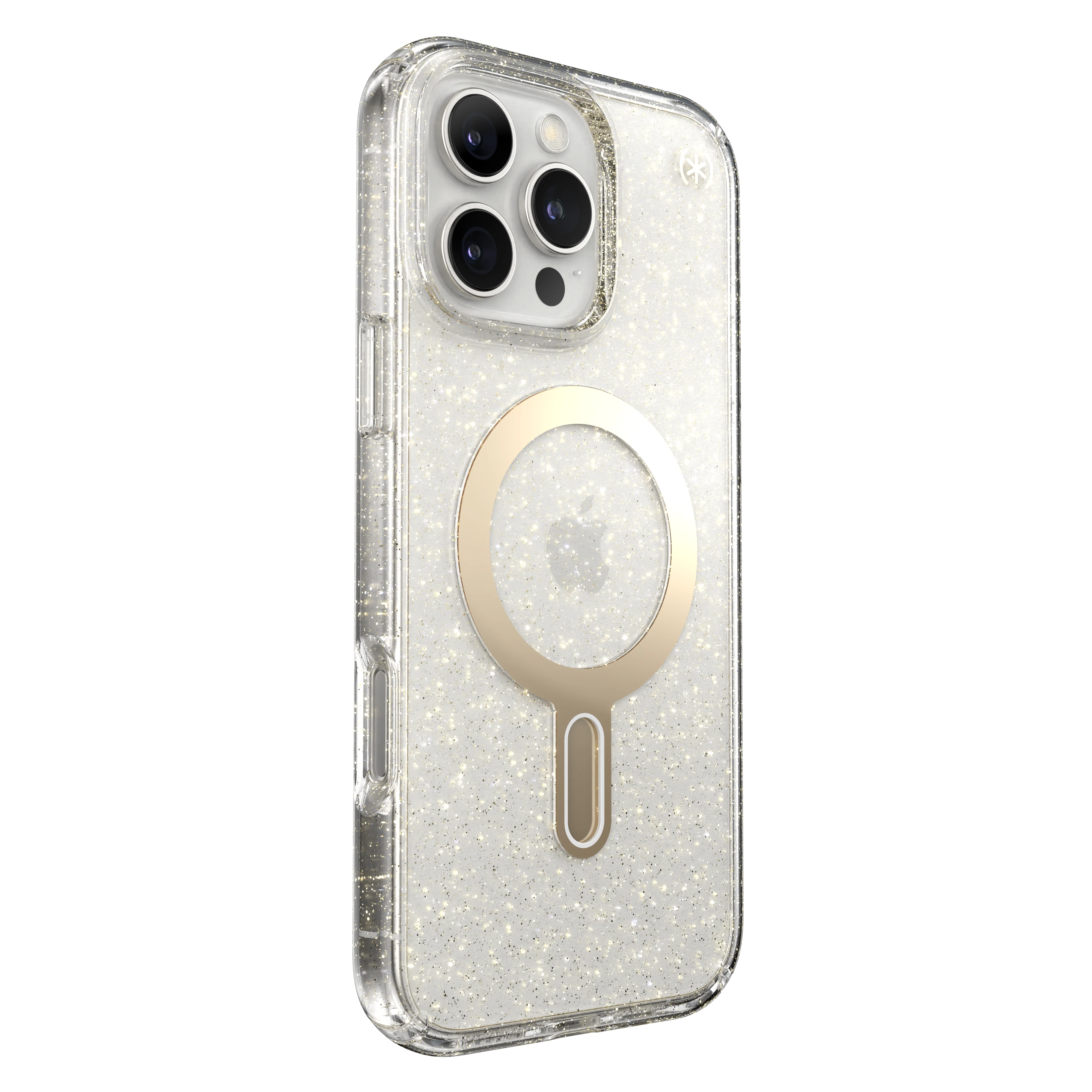 SPECK Presidio Lux Glitter MagSafe + ClickLock Case for iPhone 16 Pro Max - Clear/Gold Glitter - Image 4
