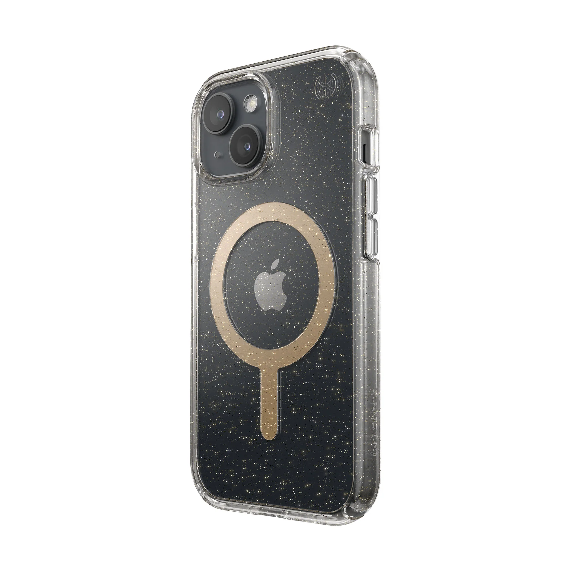 SPECK Presidio Lux Glitter with MagSafe for iPhone 15 - Clear/Gold Glitter/Beige Sweater - Image 2